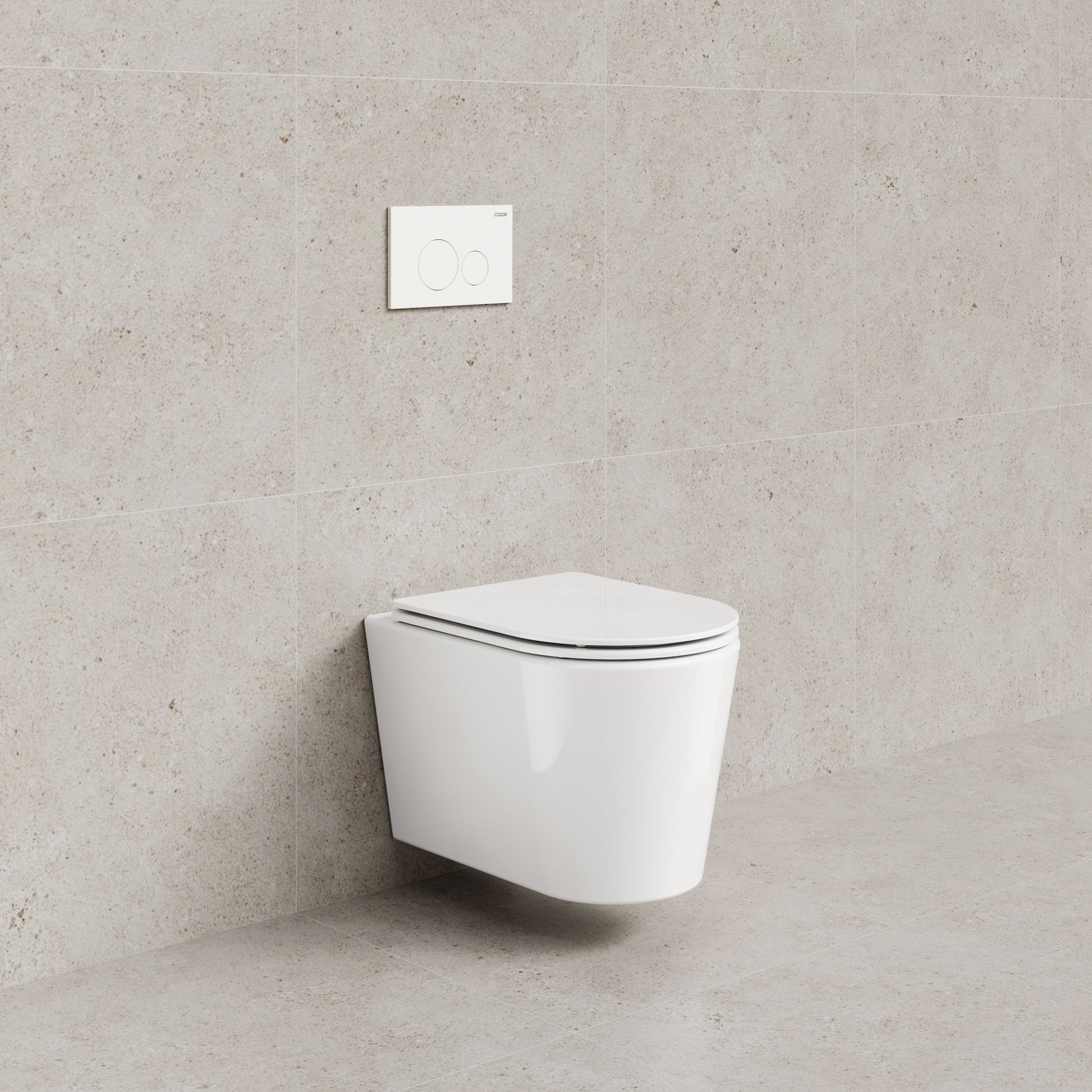 CODE PURE TYPHOON WALL HUNG TOILET SUITE x MATTE WHITE BUTTON