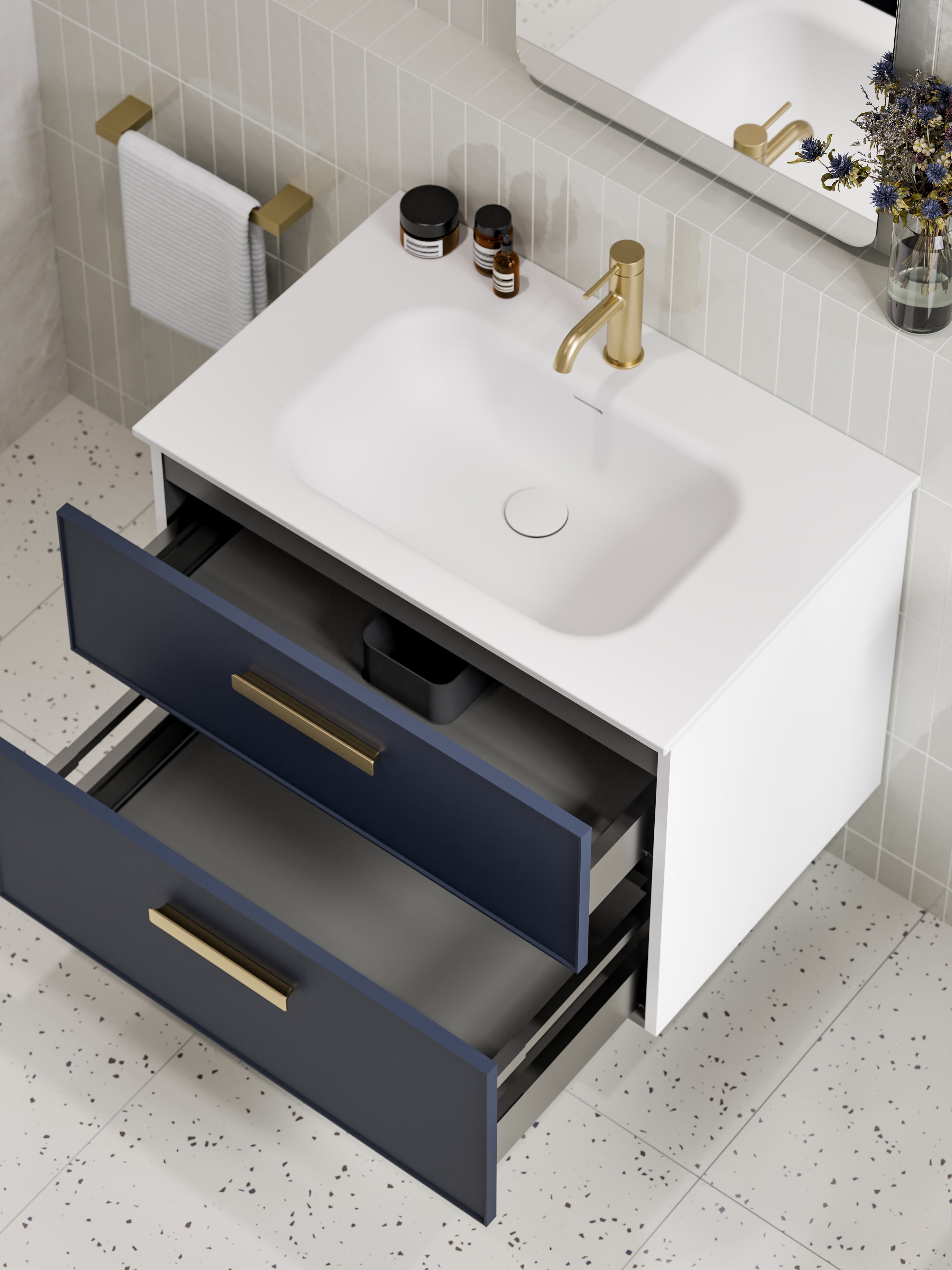 Lineare 750 Vanity | Double Drawer | Navarra Sink | Axel Front