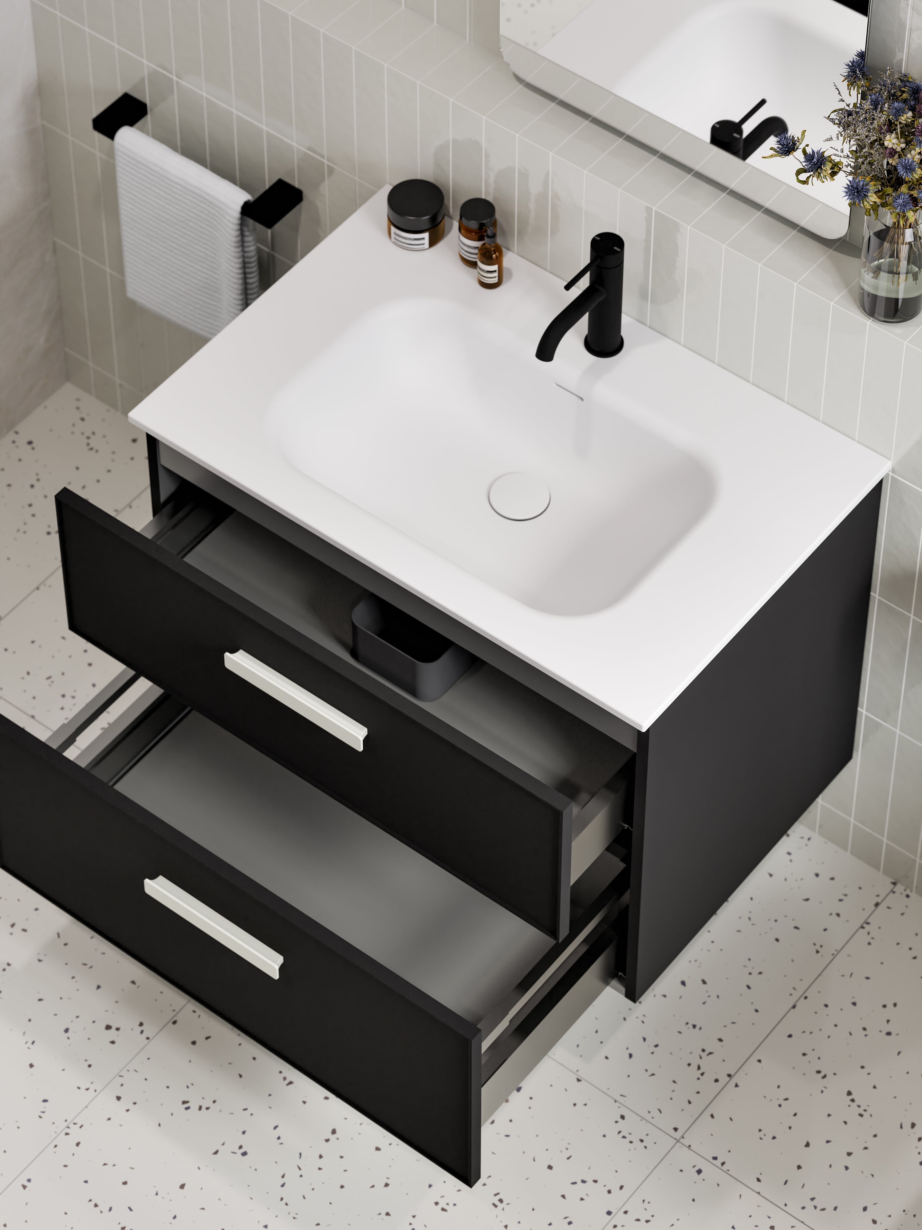 Lineare 750 Vanity | Double Drawer | Navarra Sink | Axel Front