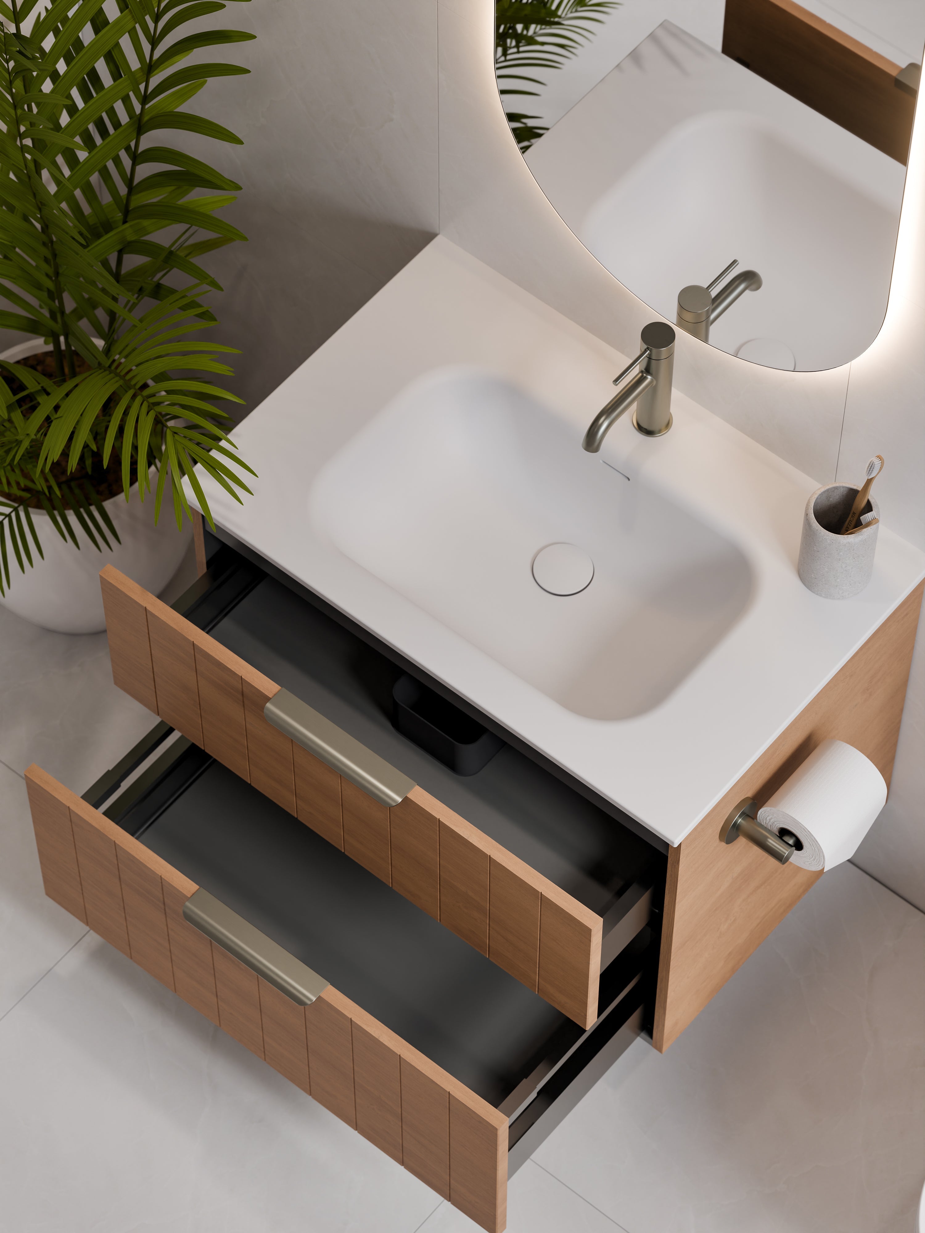 Lineare 750 Vanity | Double Drawer | Navarra Sink | Coastal Front