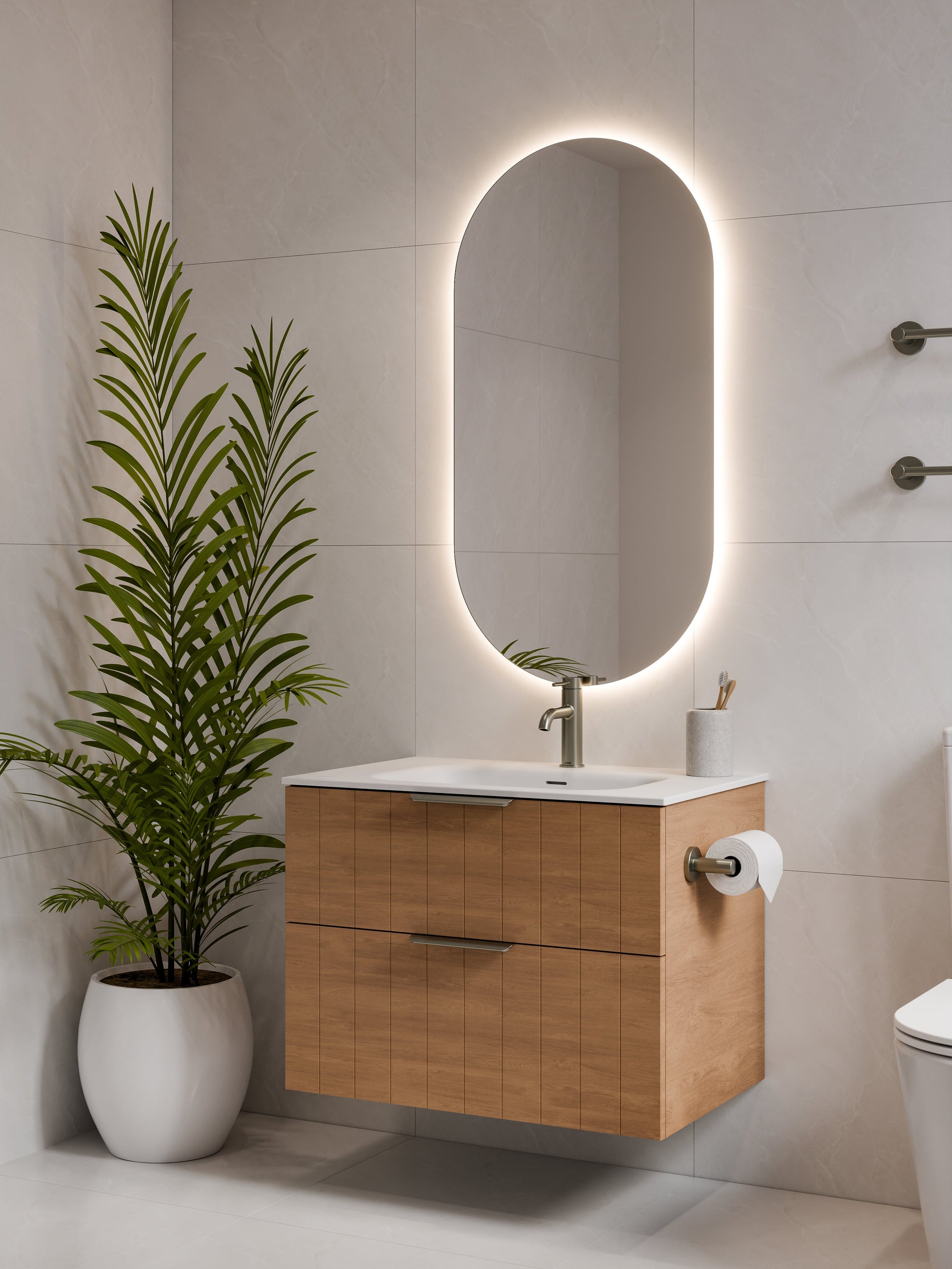 Lineare 750 Vanity | Double Drawer | Navarra Sink | Coastal Front