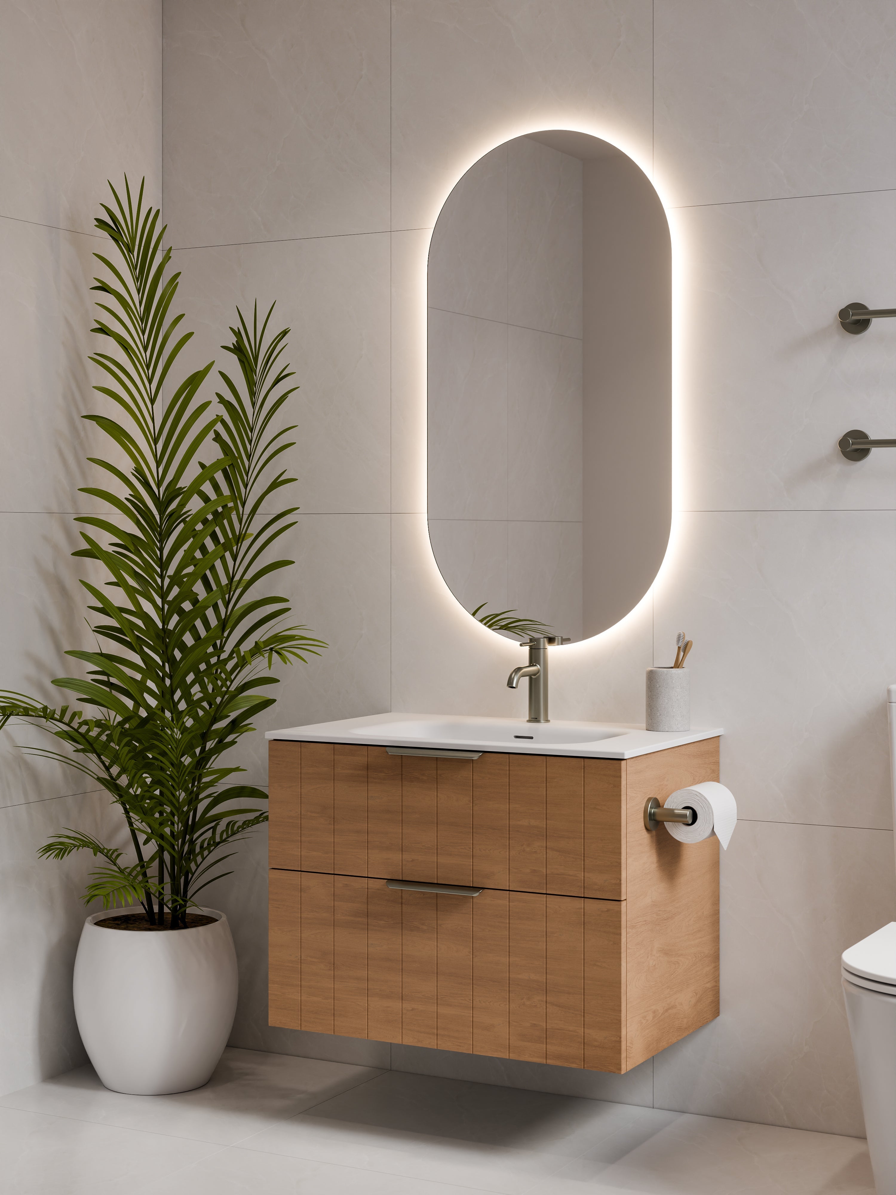 Lineare 750 Vanity | Double Drawer | Navarra Sink | Coastal Front