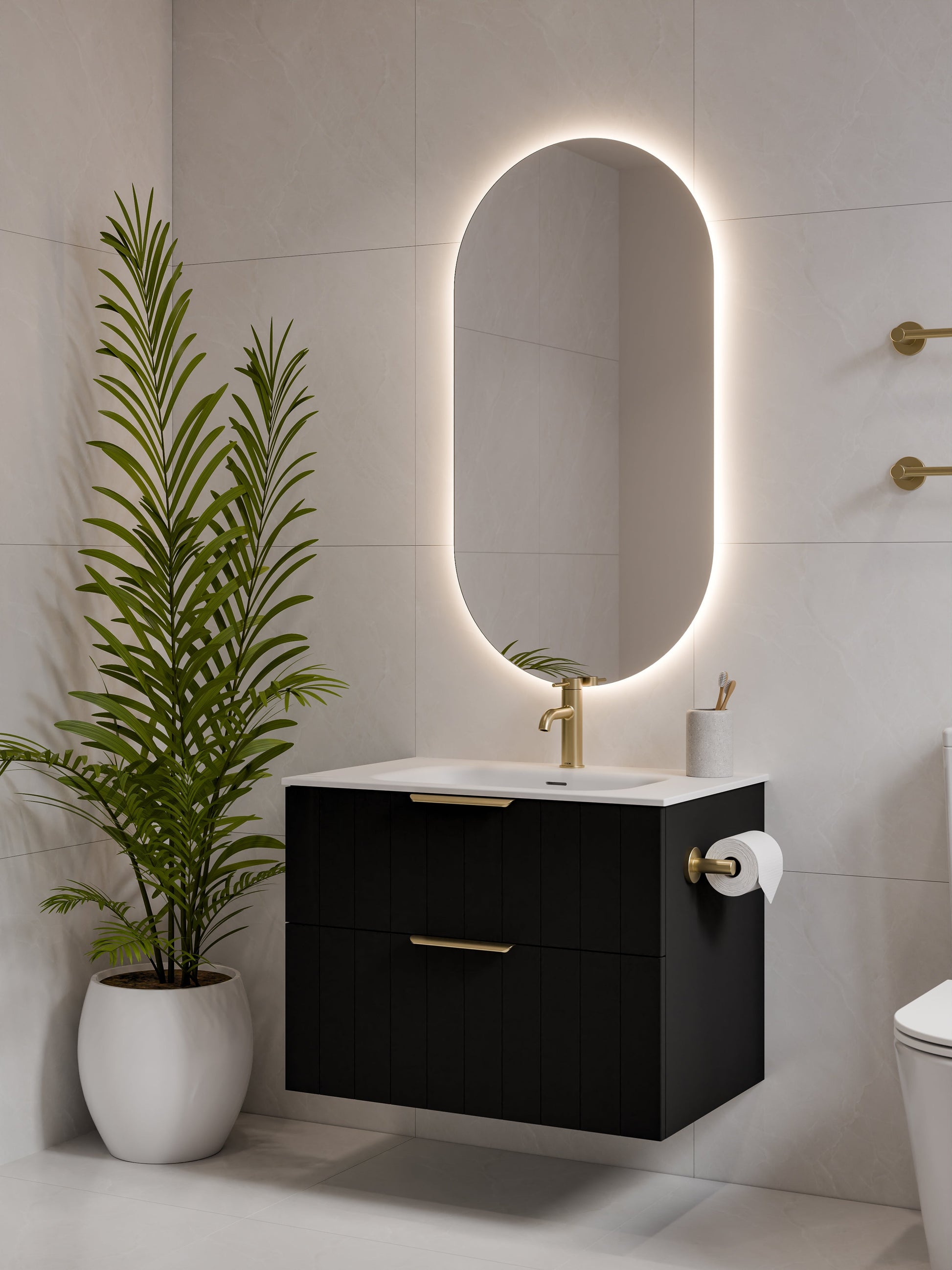 Lineare 750 Vanity | Double Drawer | Navarra Sink | Coastal Front
