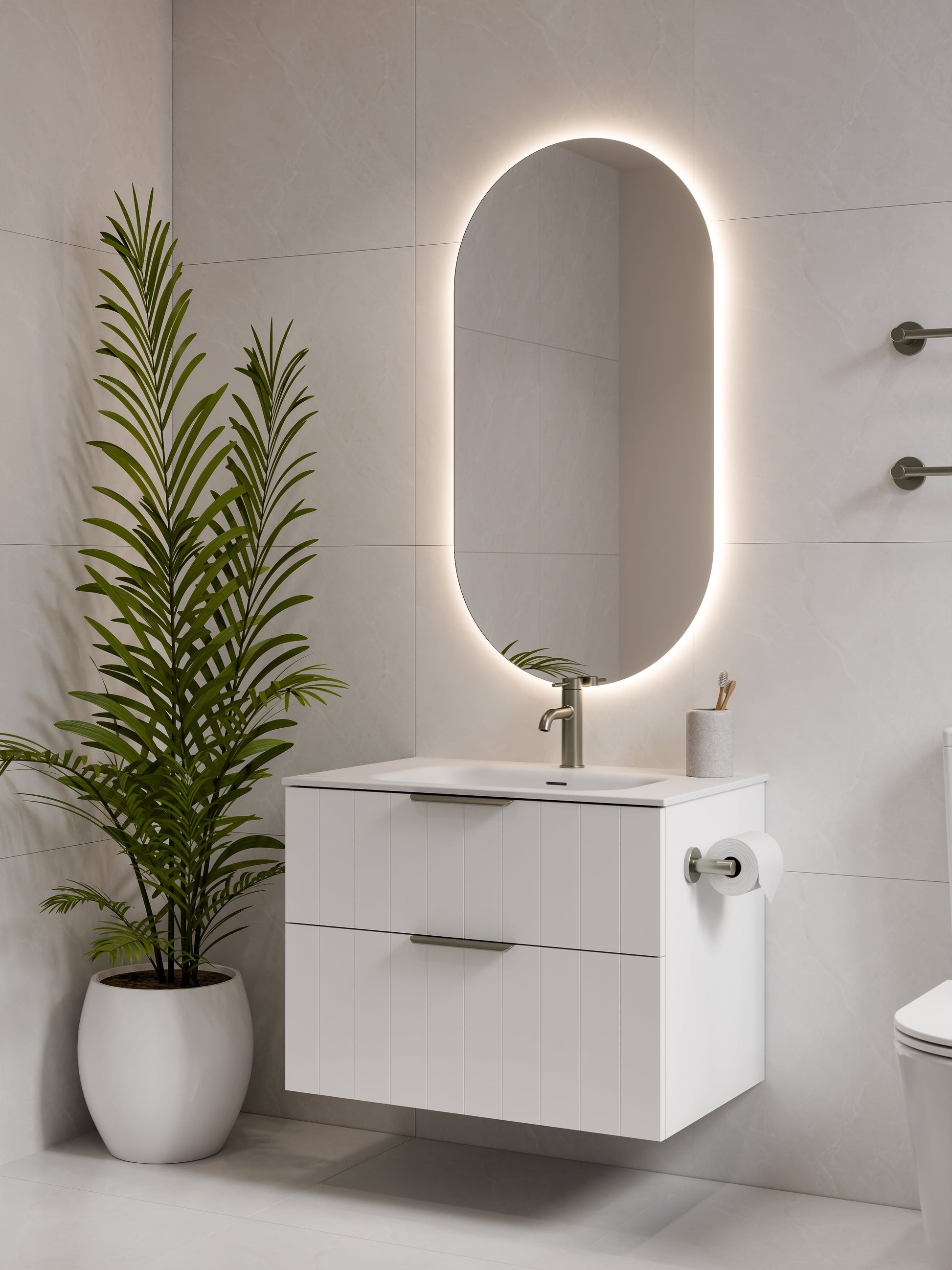 Lineare 750 Vanity | Double Drawer | Navarra Sink | Coastal Front