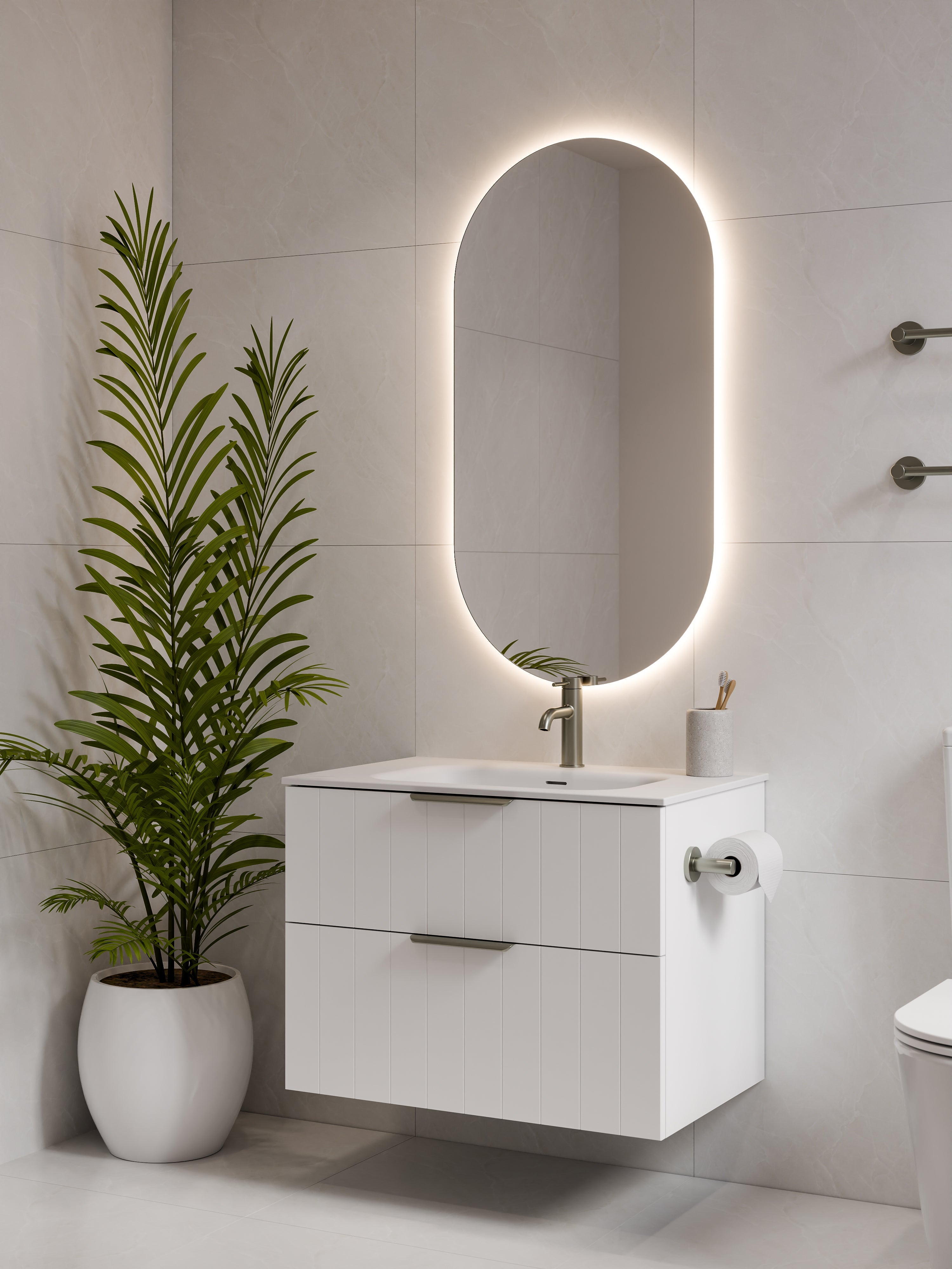 Lineare 750 Vanity | Double Drawer | Navarra Sink | Coastal Front