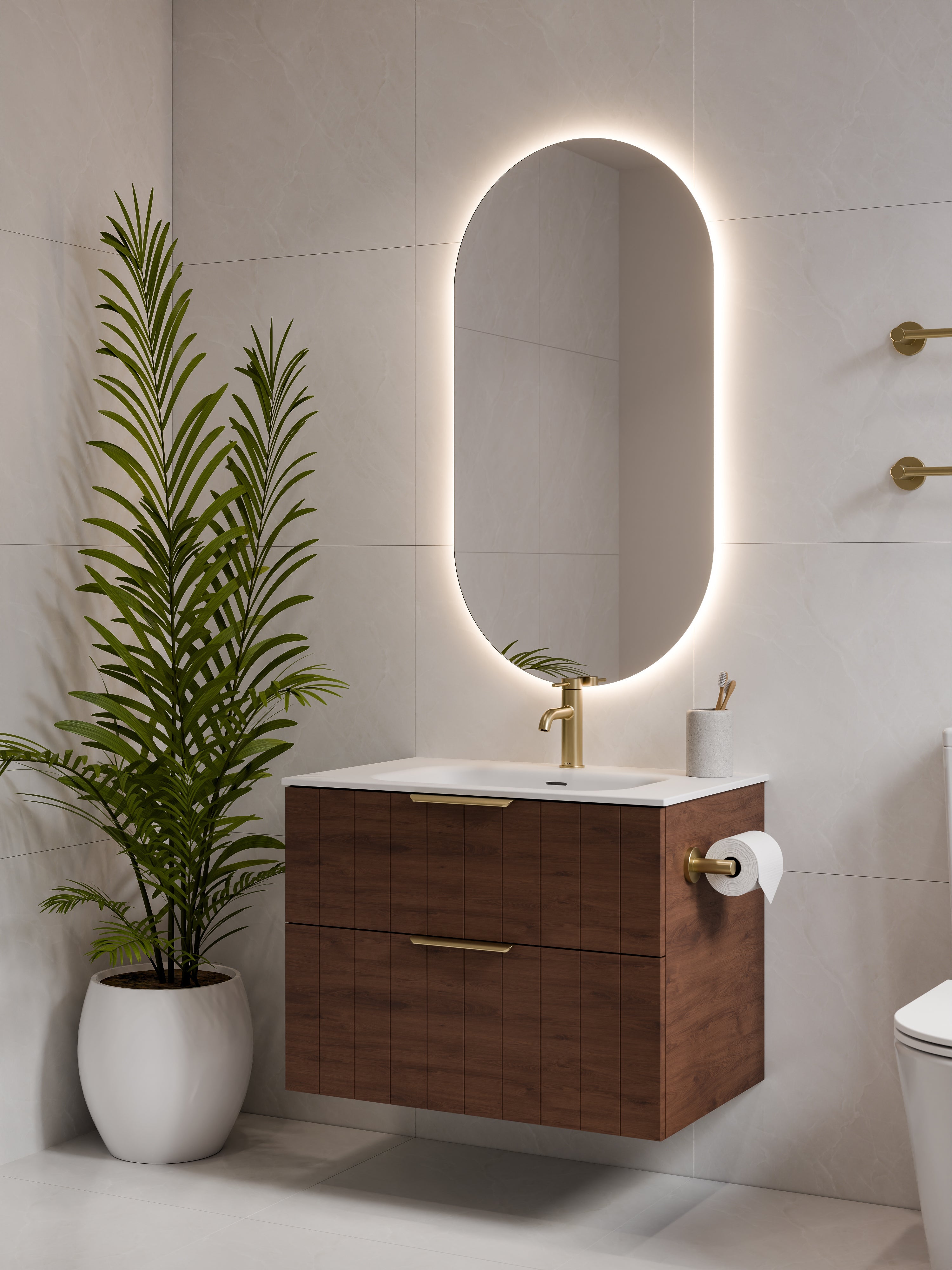 Lineare 750 Vanity | Double Drawer | Navarra Sink | Coastal Front