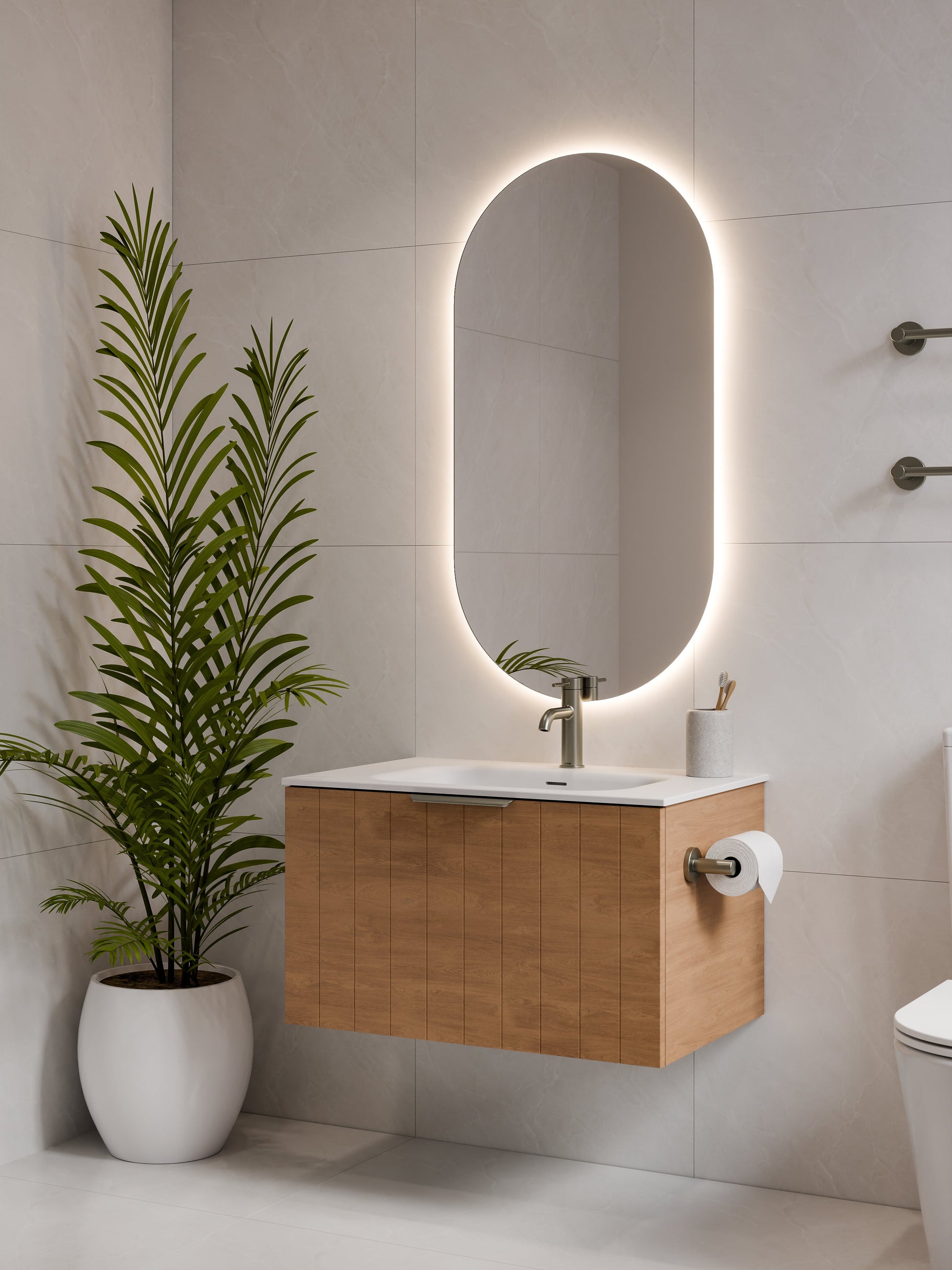 Lineare 750 Vanity | Single Drawer | Navarra Sink | Coastal Front