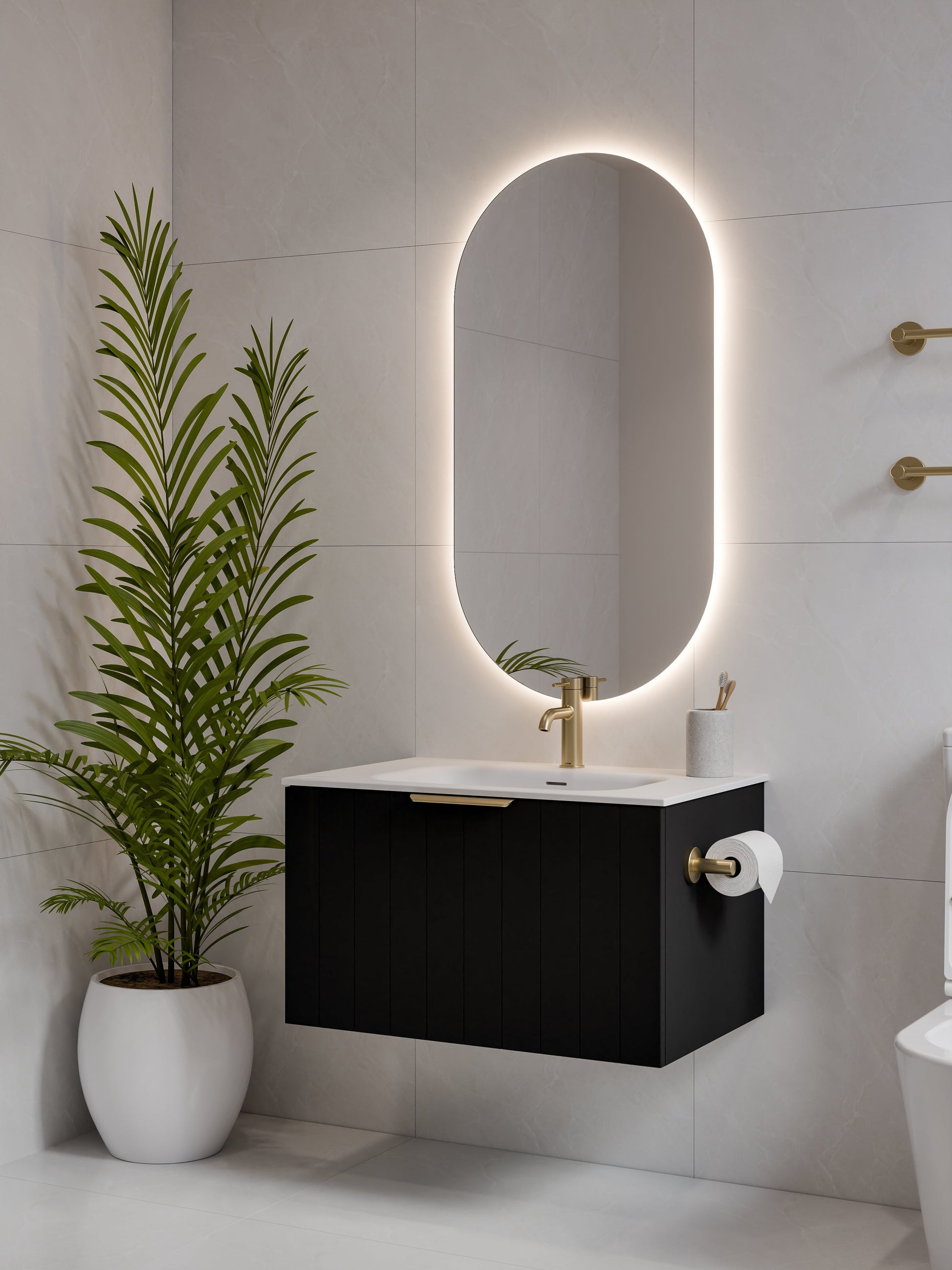 Lineare 750 Vanity | Single Drawer | Navarra Sink | Coastal Front