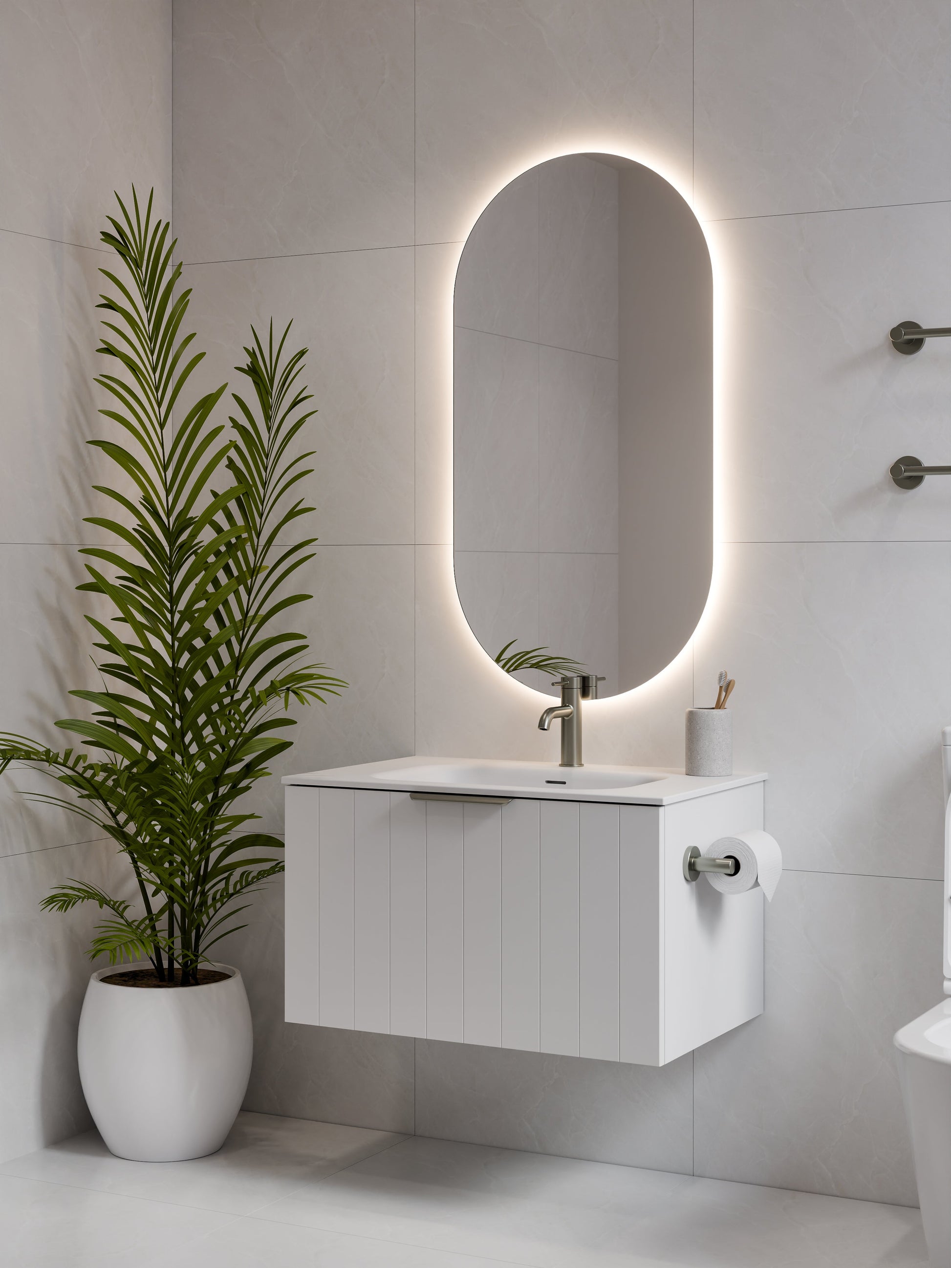 Lineare 750 Vanity | Single Drawer | Navarra Sink | Coastal Front