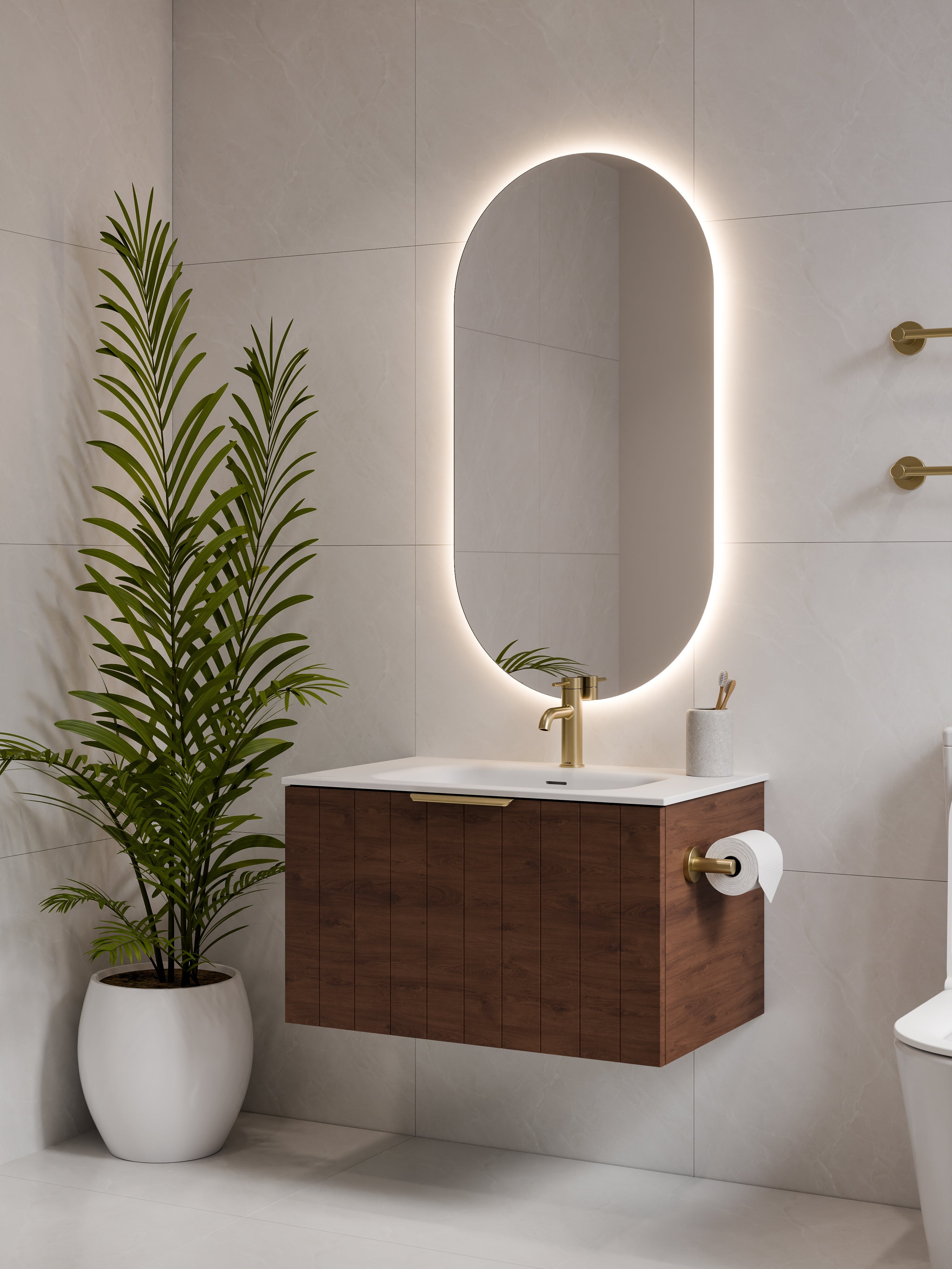 Lineare 750 Vanity | Single Drawer | Navarra Sink | Coastal Front