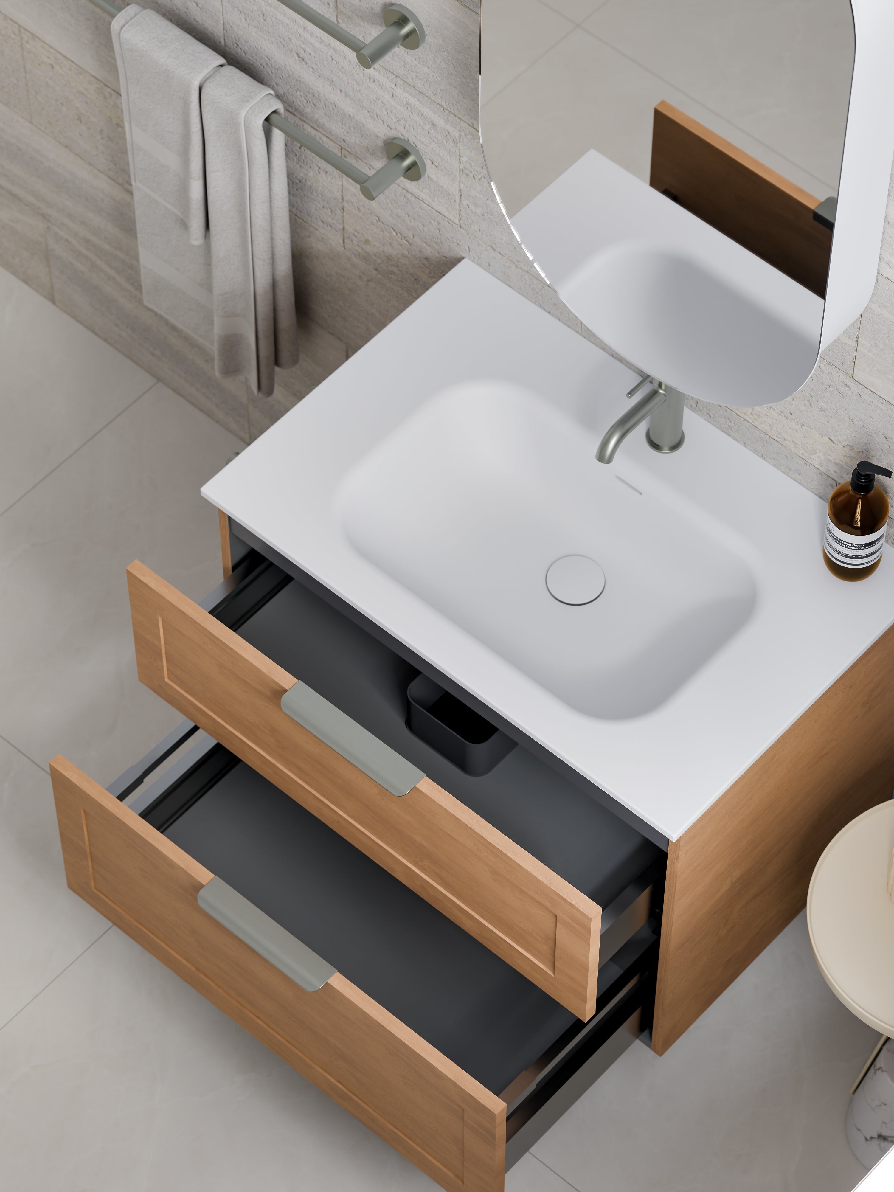 Lineare 750 Vanity | Double Drawer | Navarra Sink | Loft Front