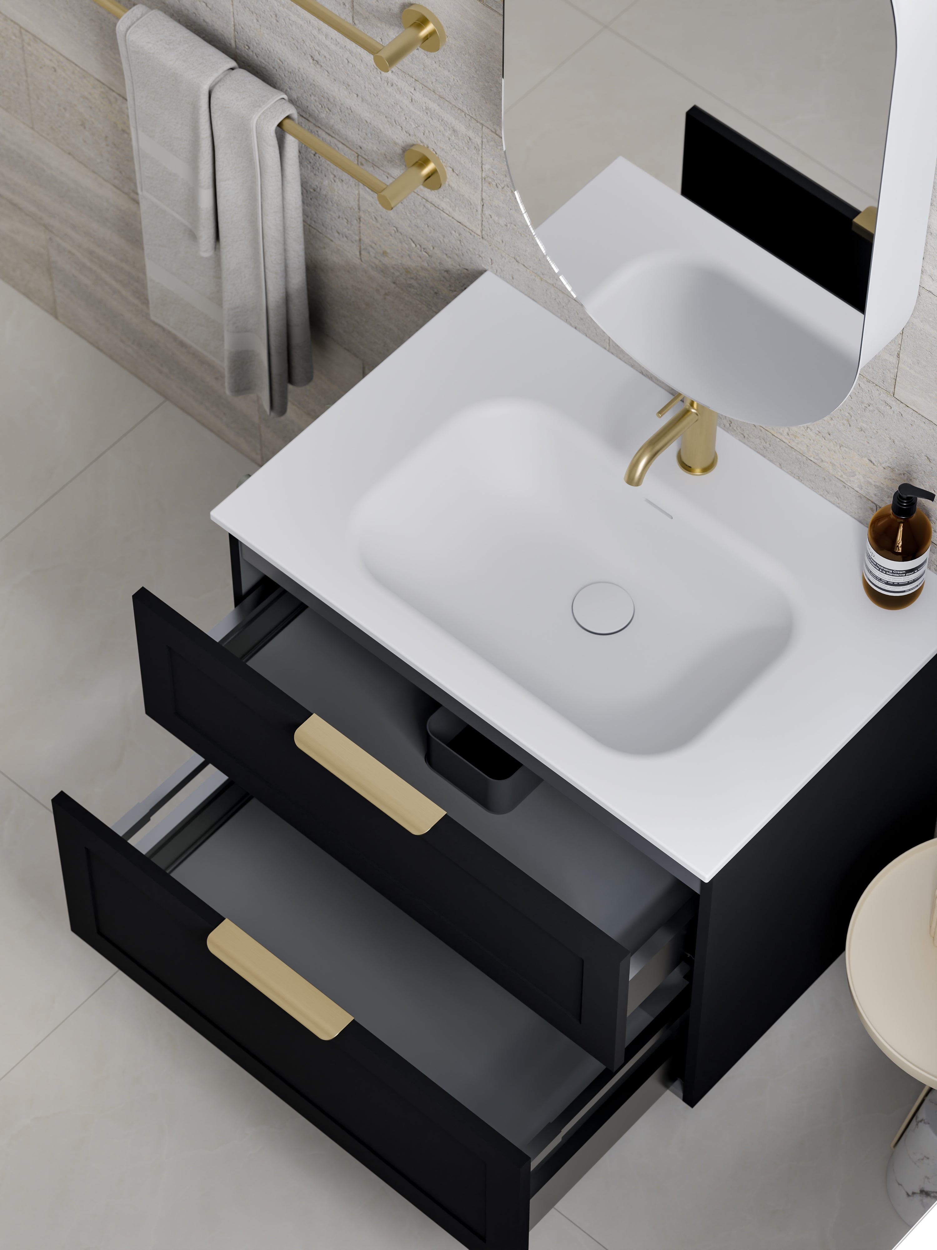 Lineare 750 Vanity | Double Drawer | Navarra Sink | Loft Front