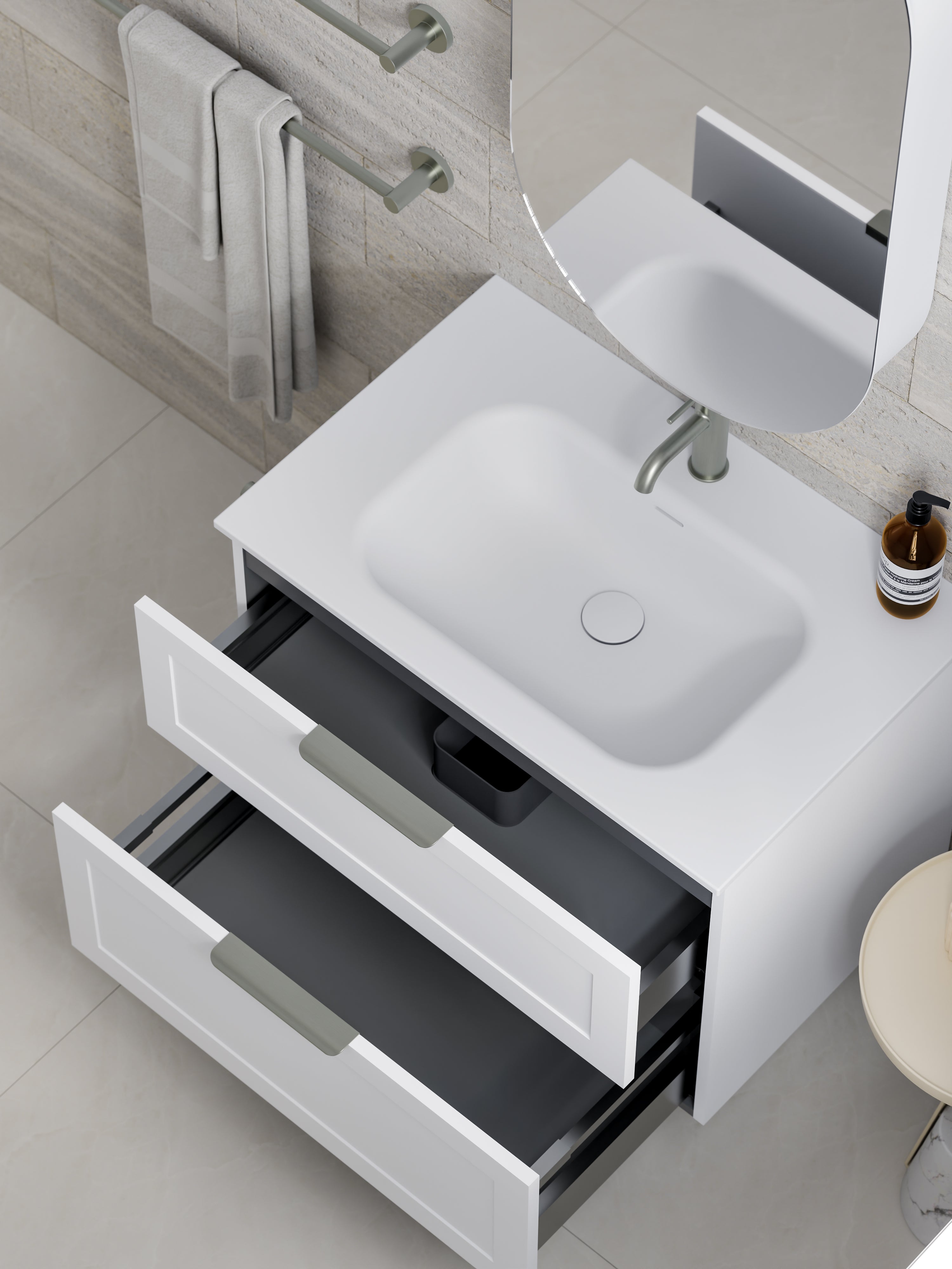 Lineare 750 Vanity | Double Drawer | Navarra Sink | Loft Front