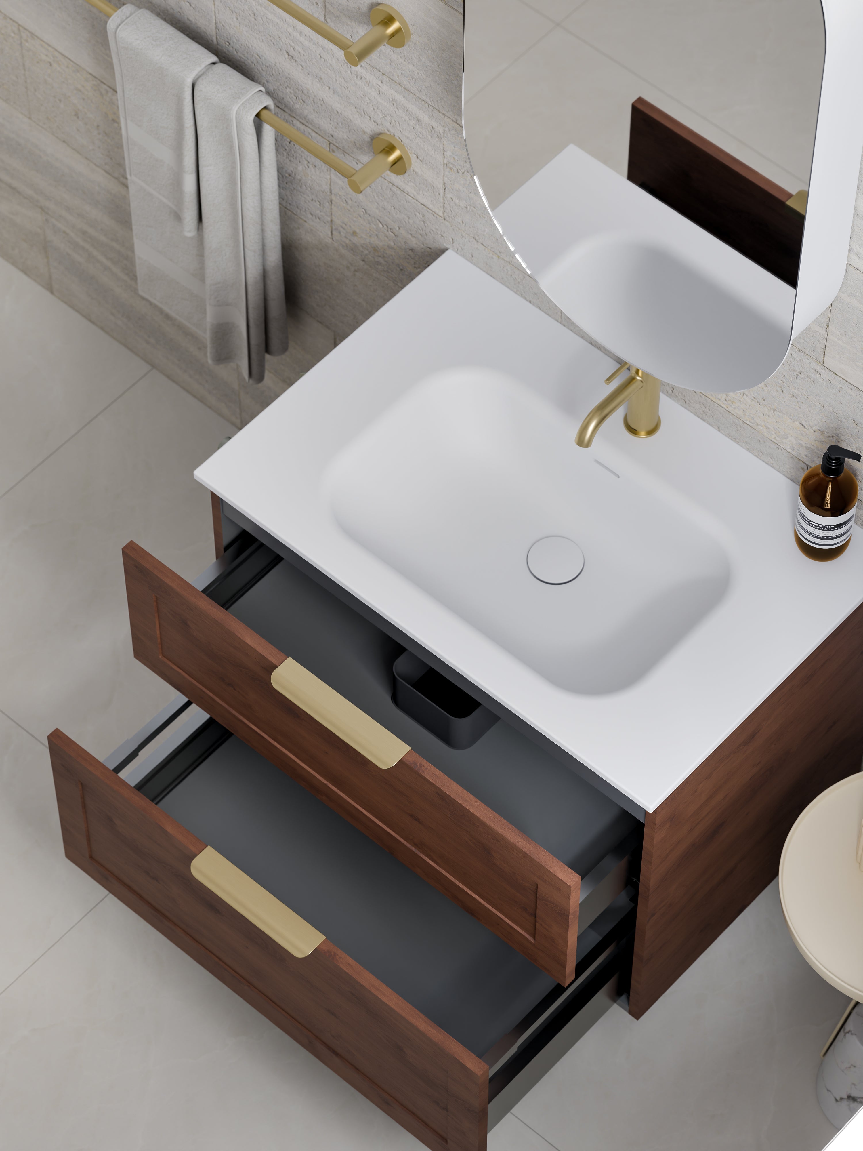 Lineare 750 Vanity | Double Drawer | Navarra Sink | Loft Front