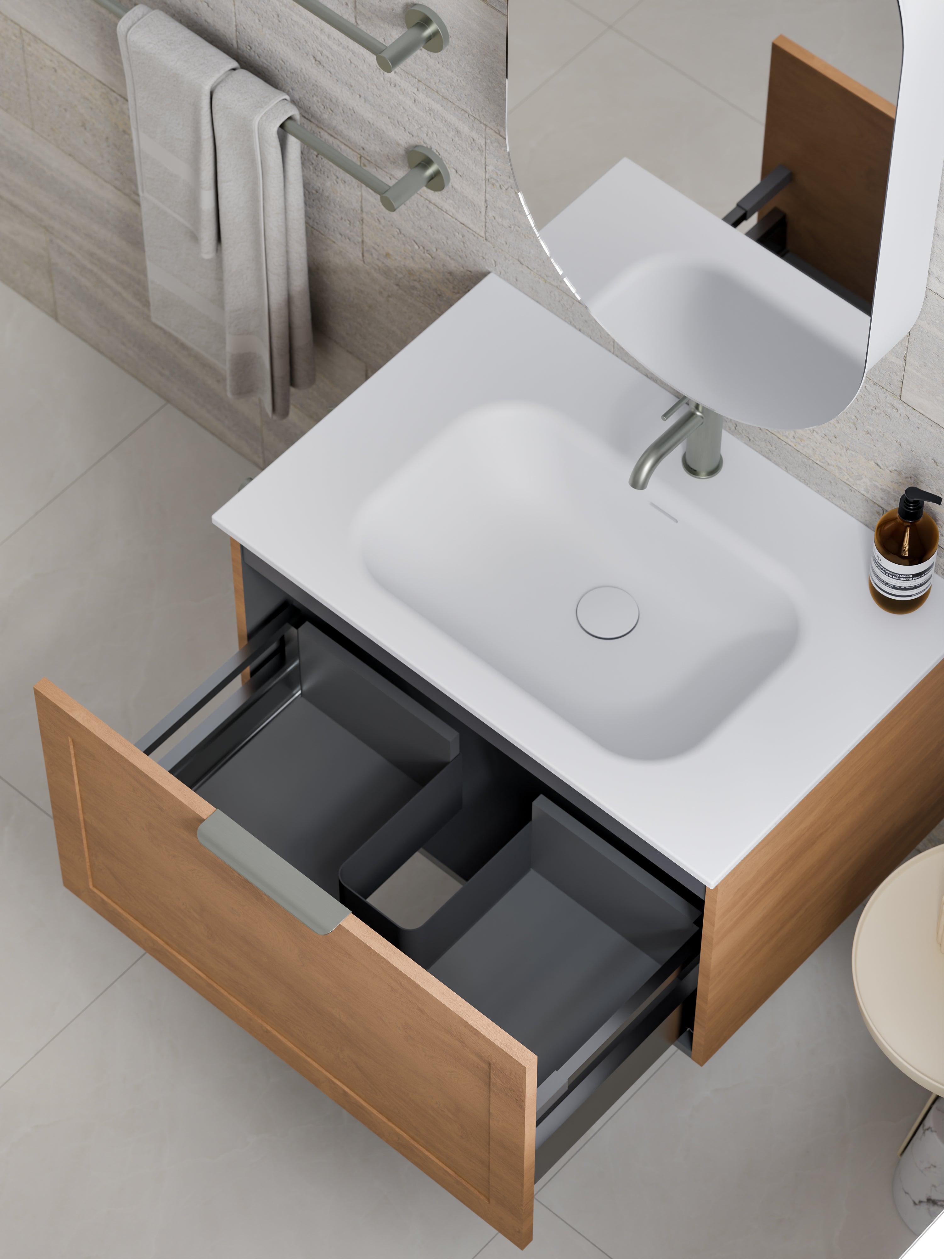 Lineare 750 Vanity | Single Drawer | Navarra Sink | Loft Front