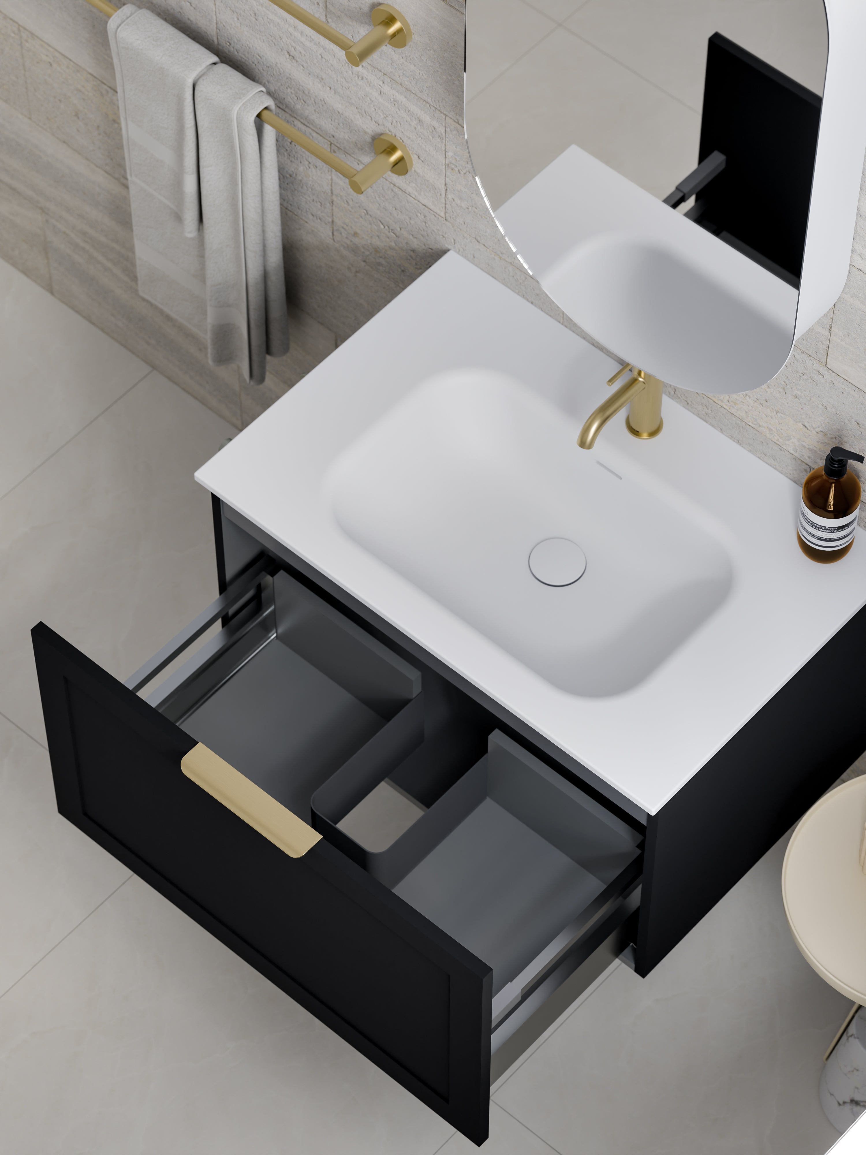 Lineare 750 Vanity | Single Drawer | Navarra Sink | Loft Front