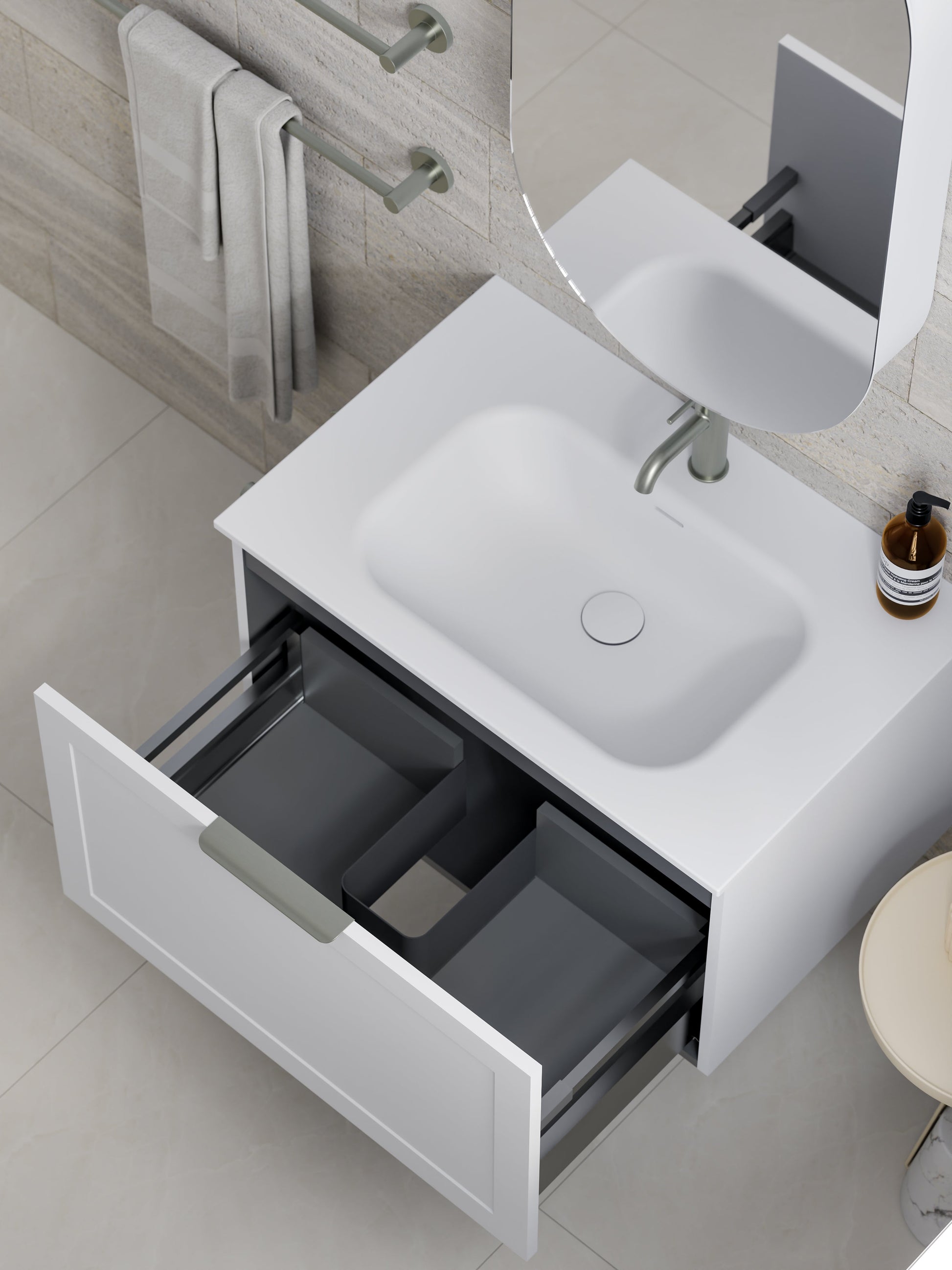 Lineare 750 Vanity | Single Drawer | Navarra Sink | Loft Front