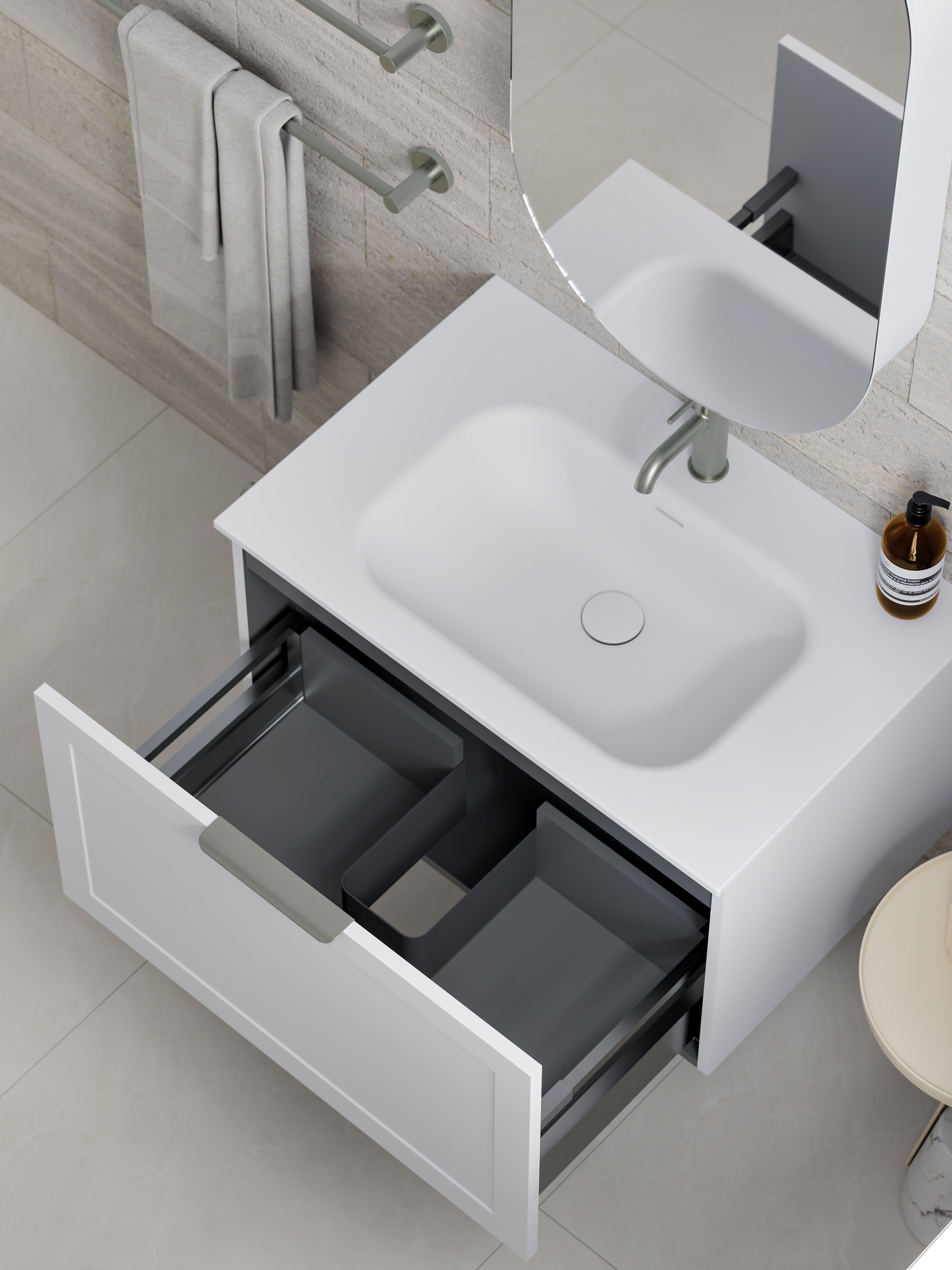 Lineare 750 Vanity | Single Drawer | Navarra Sink | Loft Front
