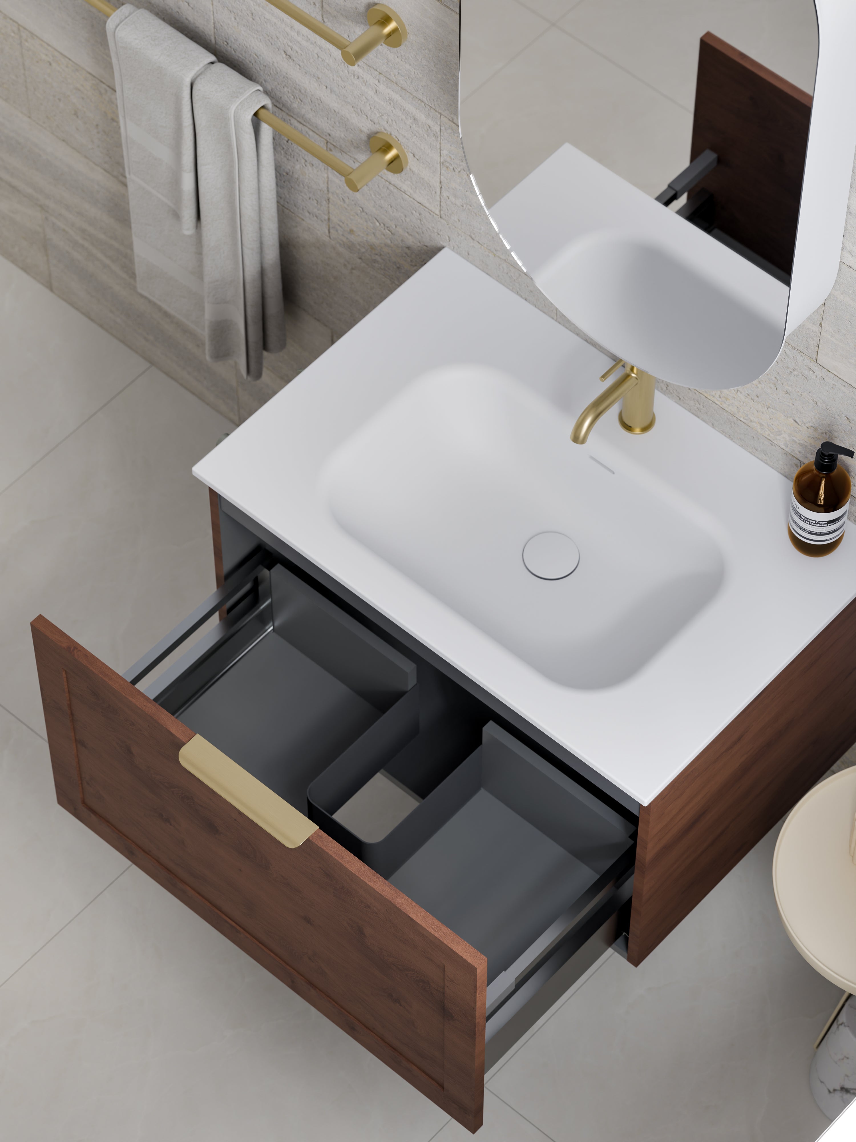 Lineare 750 Vanity | Single Drawer | Navarra Sink | Loft Front