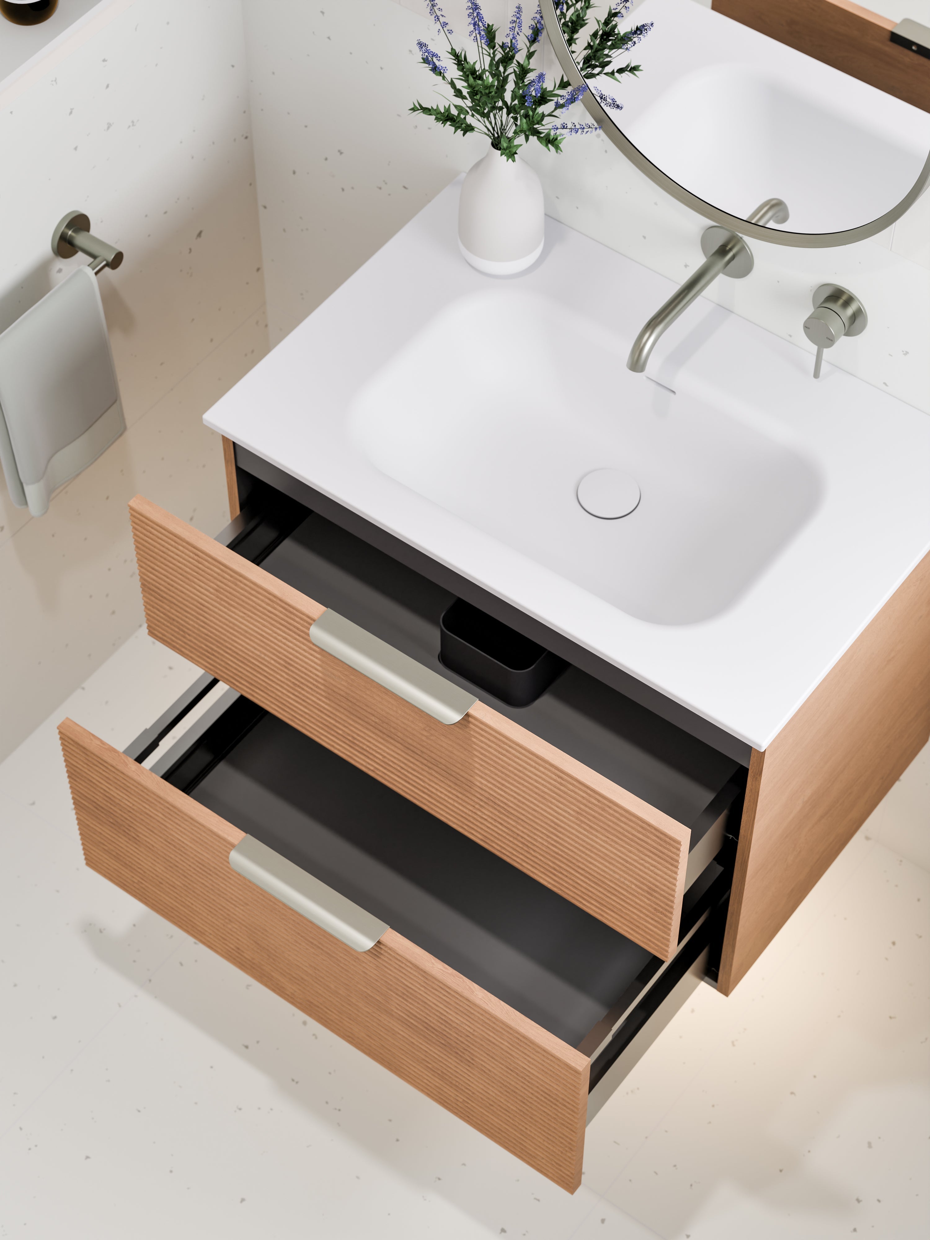 Lineare 750 Vanity | Double Drawer | Navarra Sink | Orchard Front