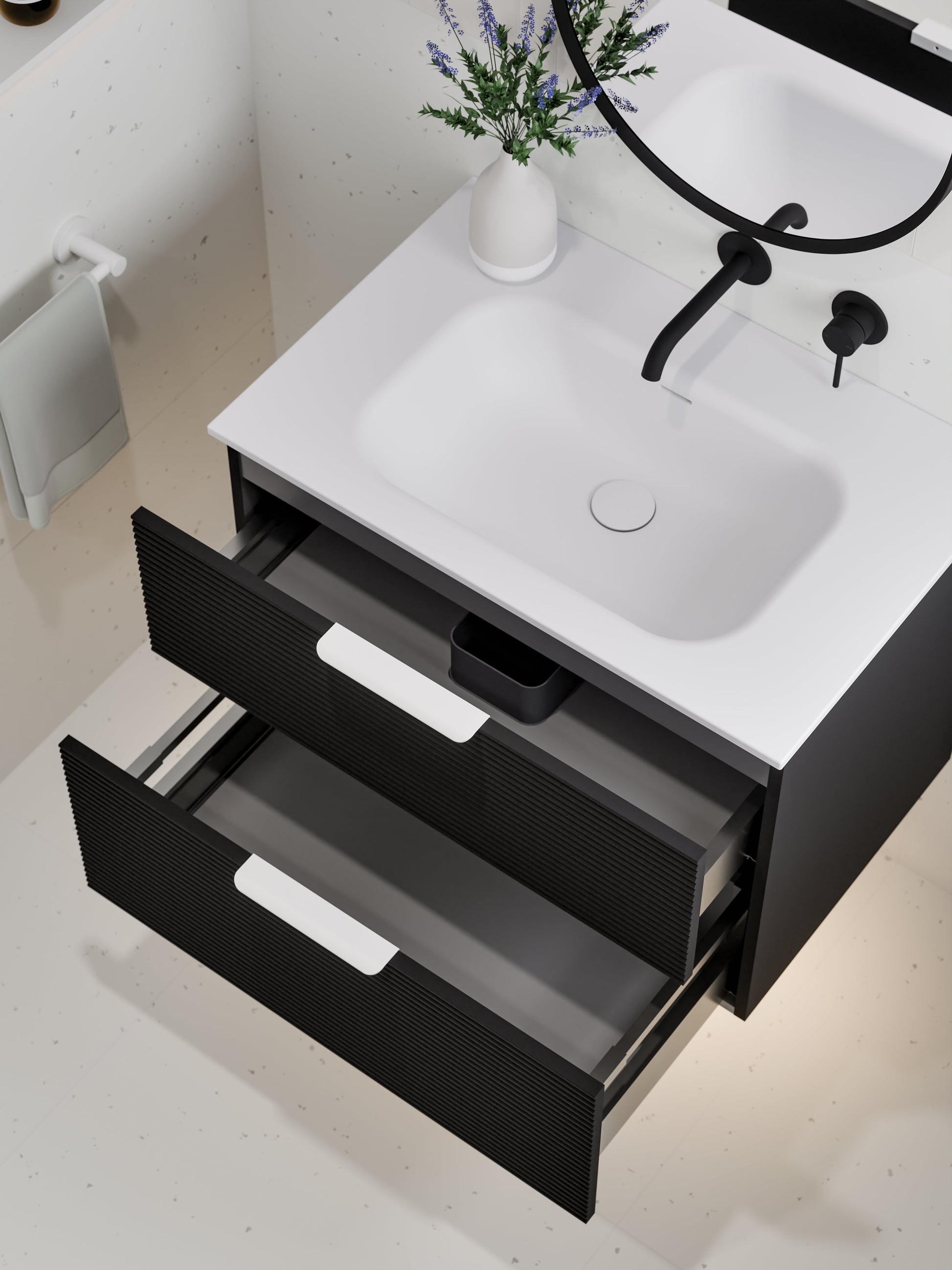 Lineare 750 Vanity | Double Drawer | Navarra Sink | Orchard Front