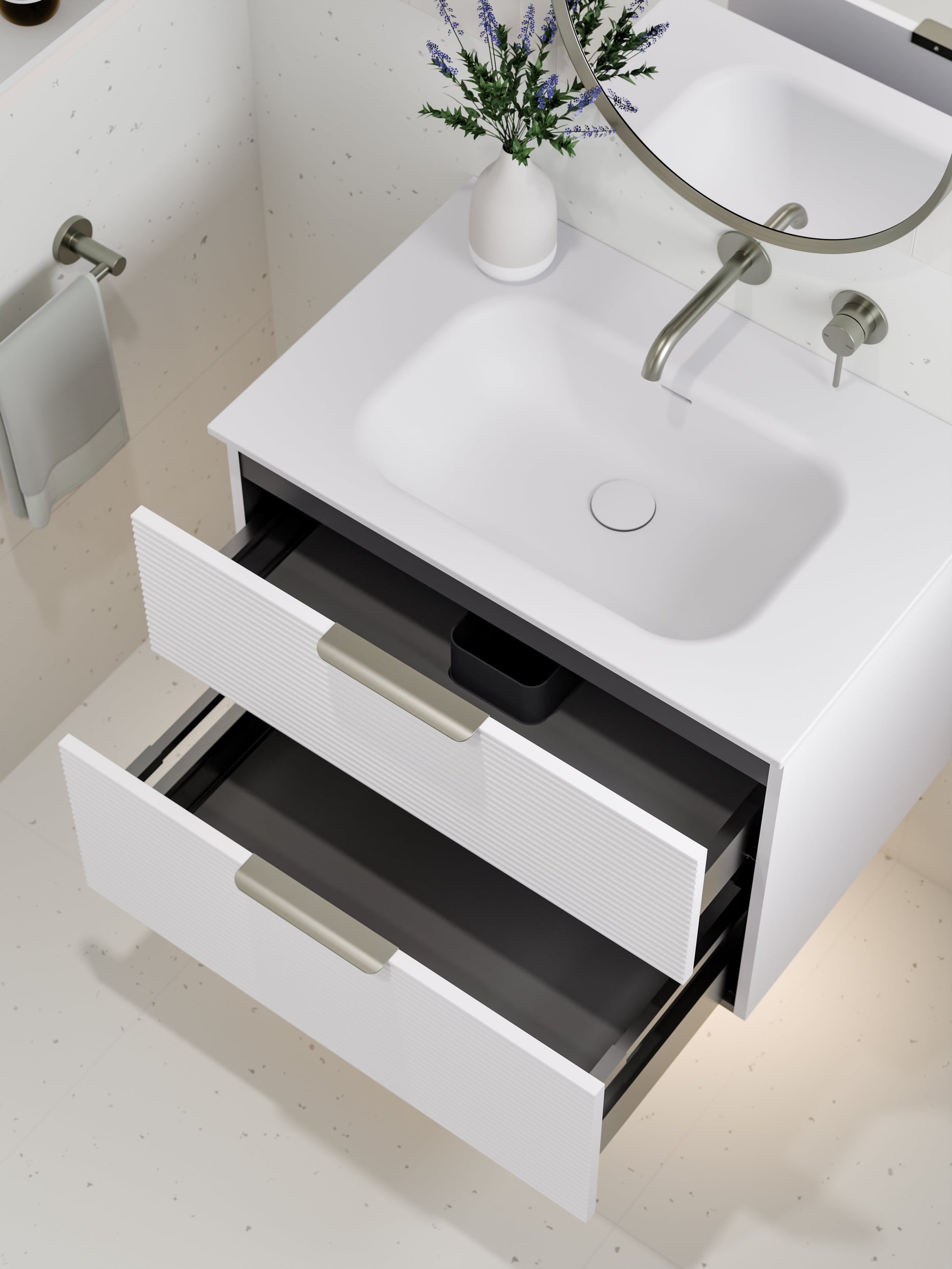 Lineare 750 Vanity | Double Drawer | Navarra Sink | Orchard Front