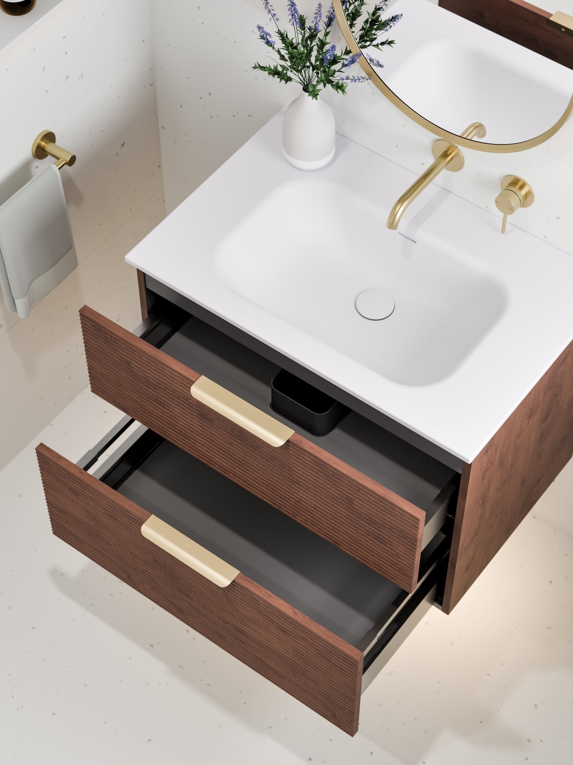 Lineare 750 Vanity | Double Drawer | Navarra Sink | Orchard Front