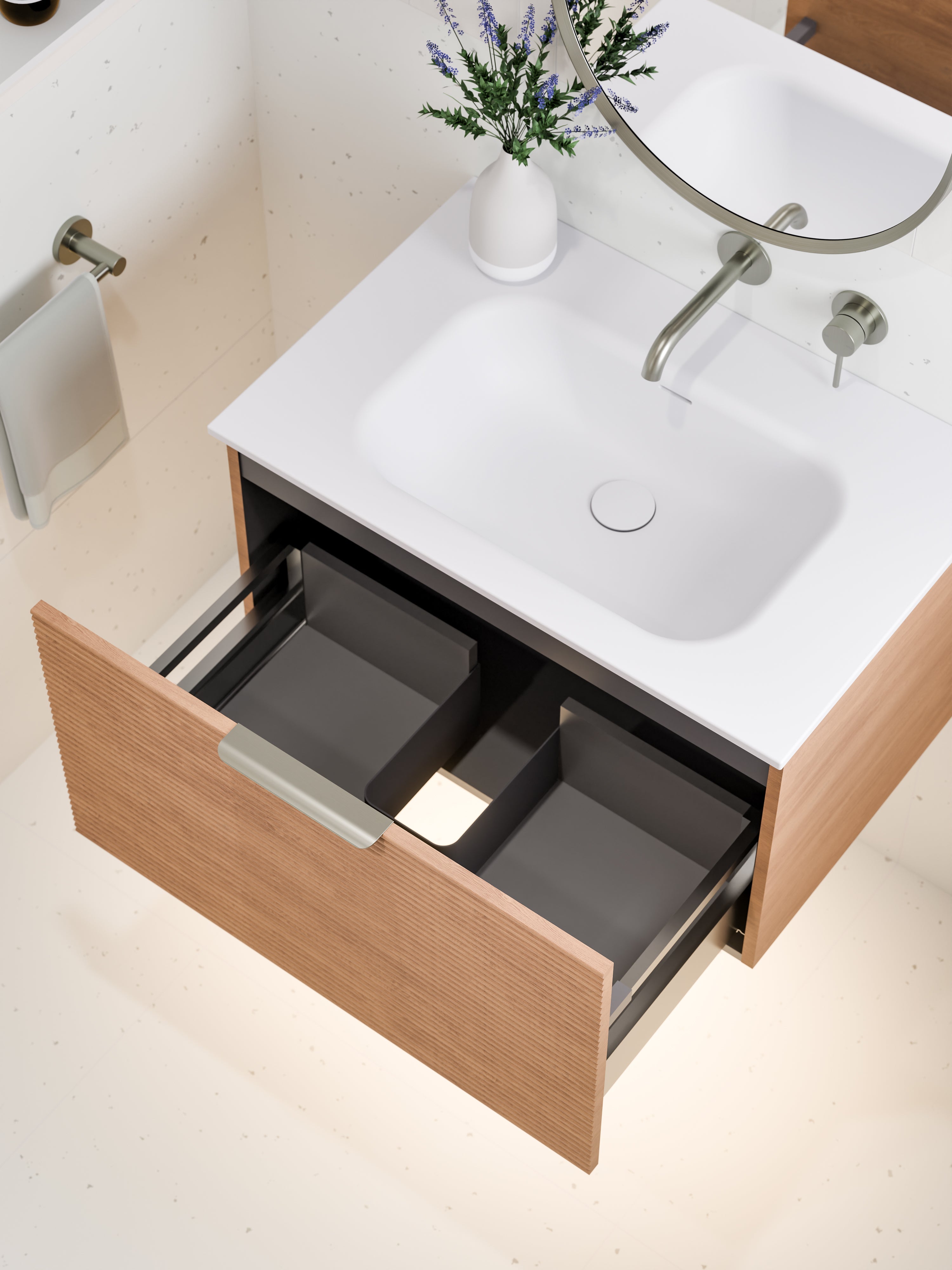 Lineare 750 Vanity | Single Drawer | Navarra Sink | Orchard Front