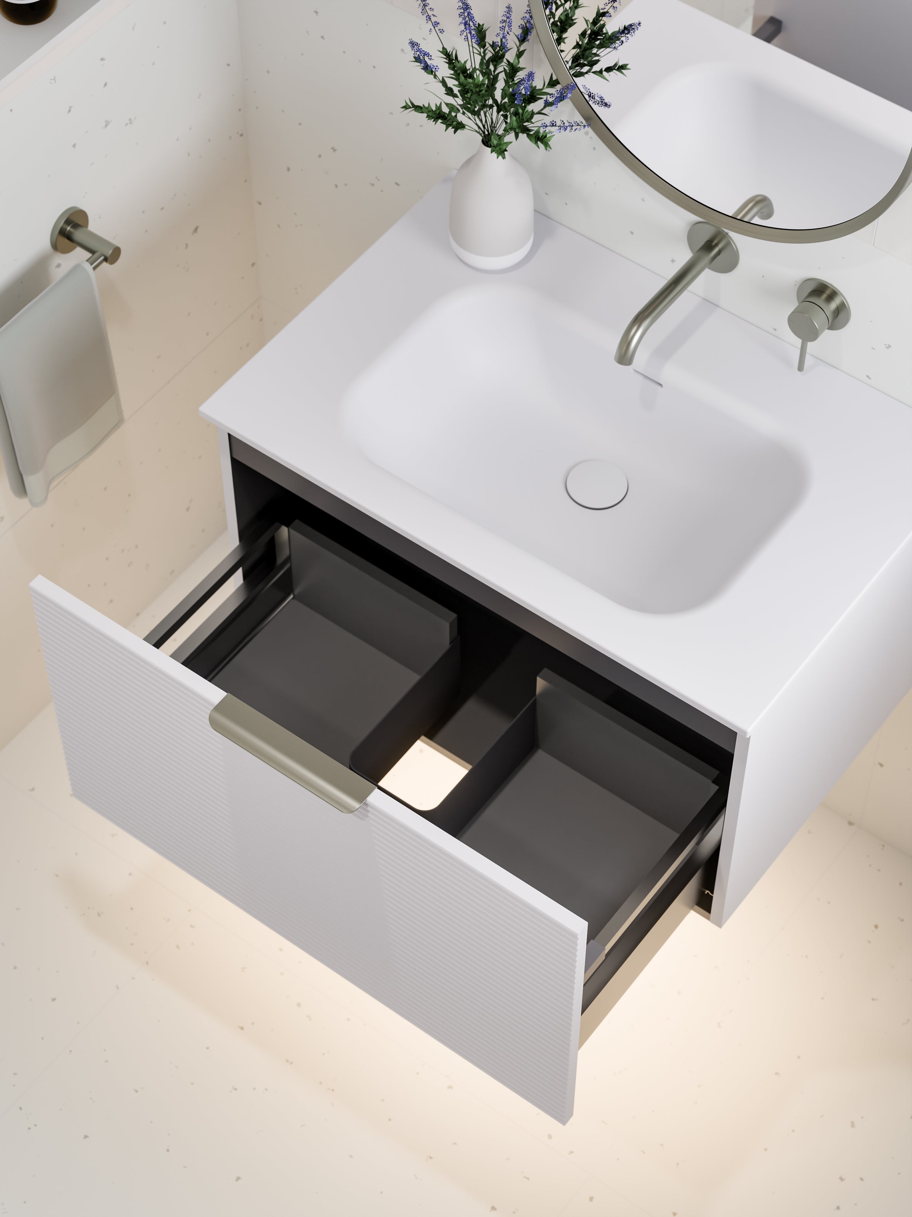 Lineare 750 Vanity | Single Drawer | Navarra Sink | Orchard Front