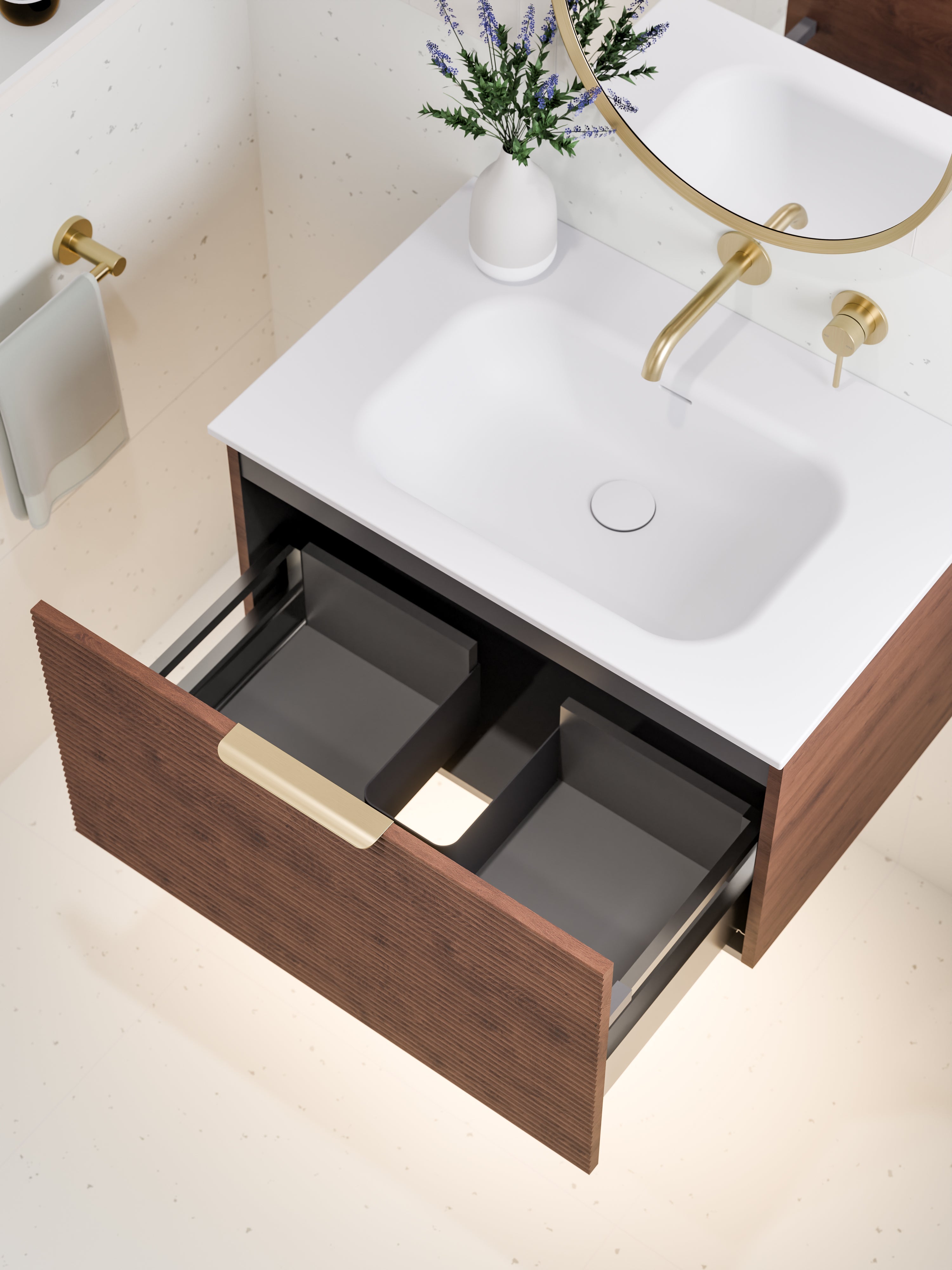 Lineare 750 Vanity | Single Drawer | Navarra Sink | Orchard Front