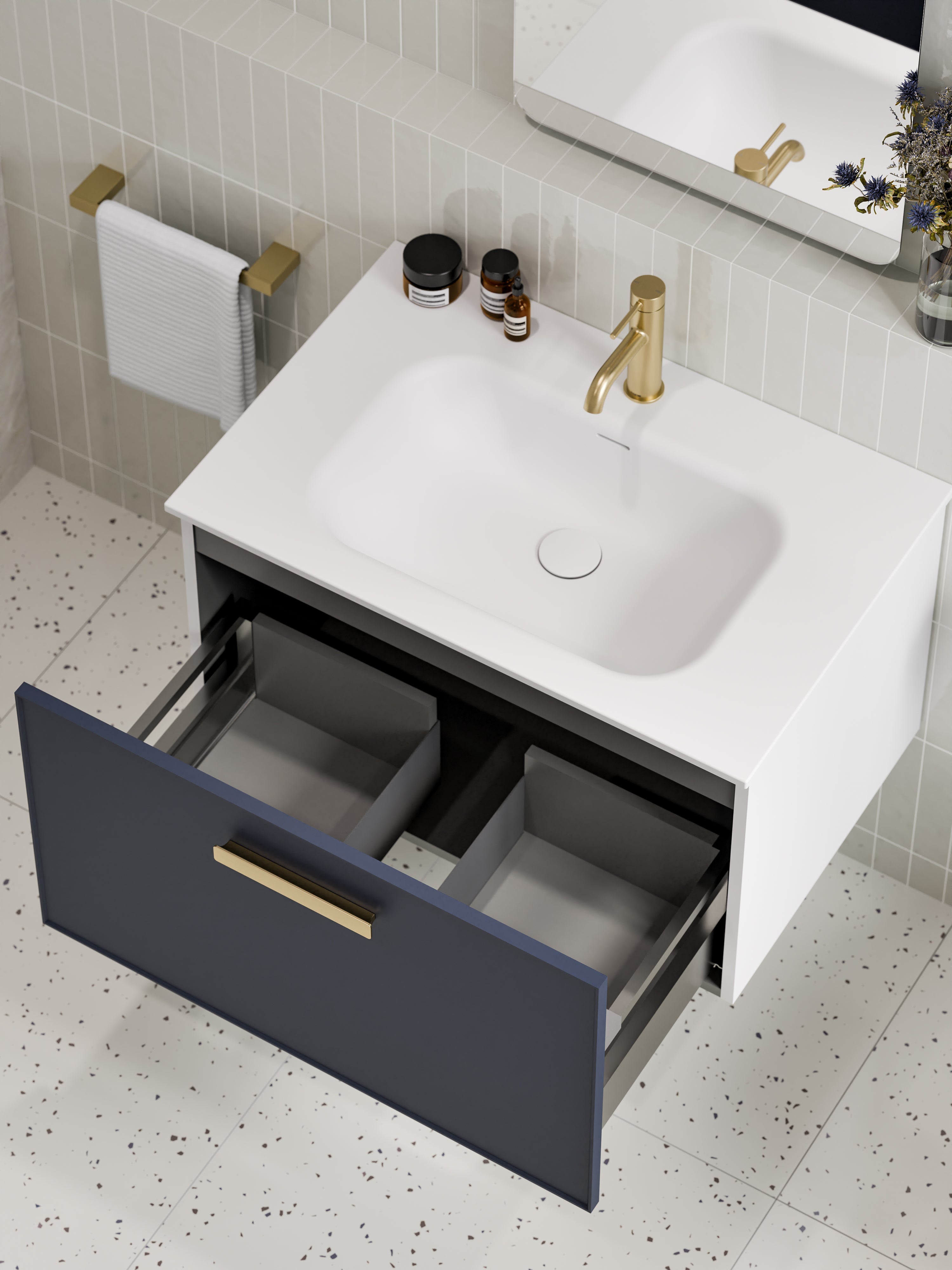 Lineare 750 Vanity | Single Drawer | Navarra Sink | Axel Front