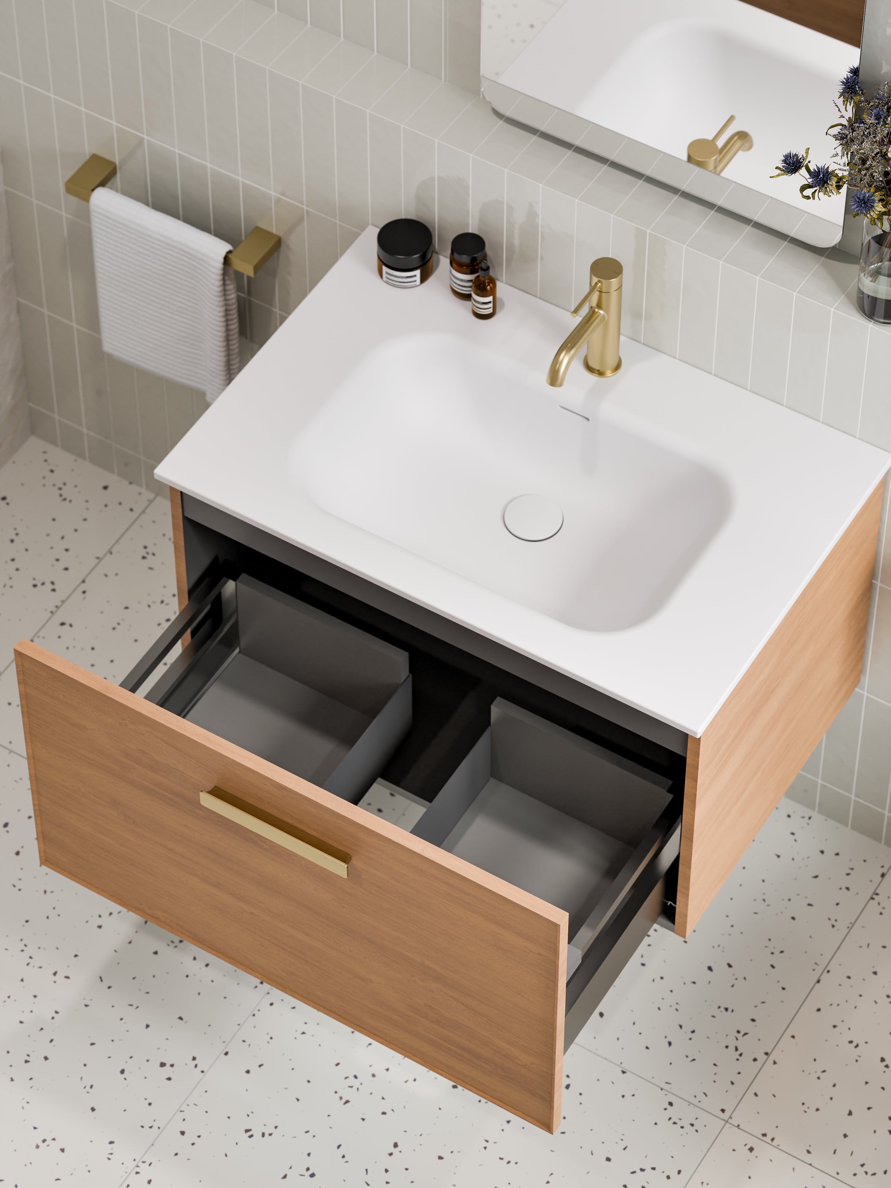 Lineare 750 Vanity | Single Drawer | Navarra Sink | Axel Front
