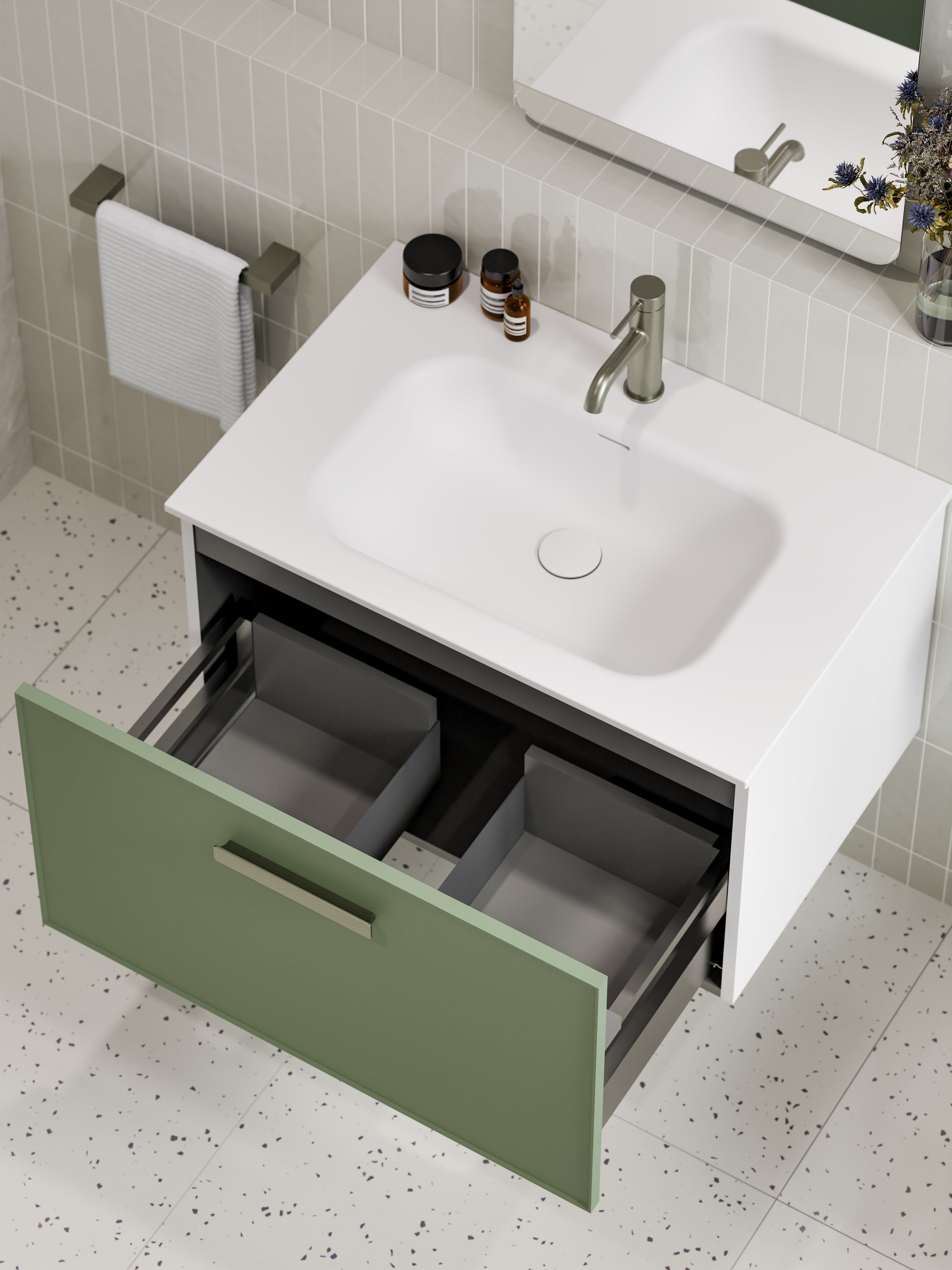 Lineare 750 Vanity | Single Drawer | Navarra Sink | Axel Front