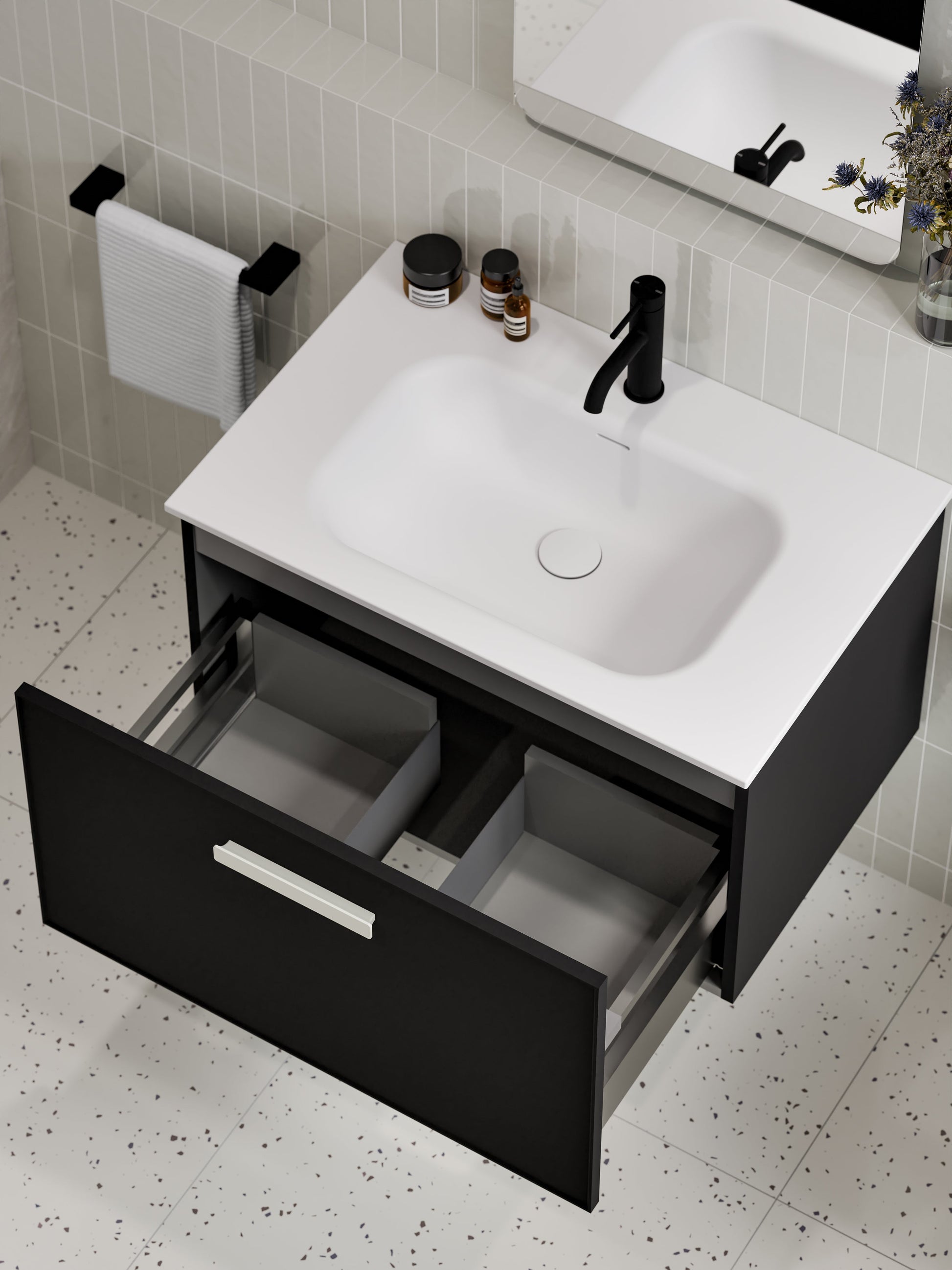 Lineare 750 Vanity | Single Drawer | Navarra Sink | Axel Front