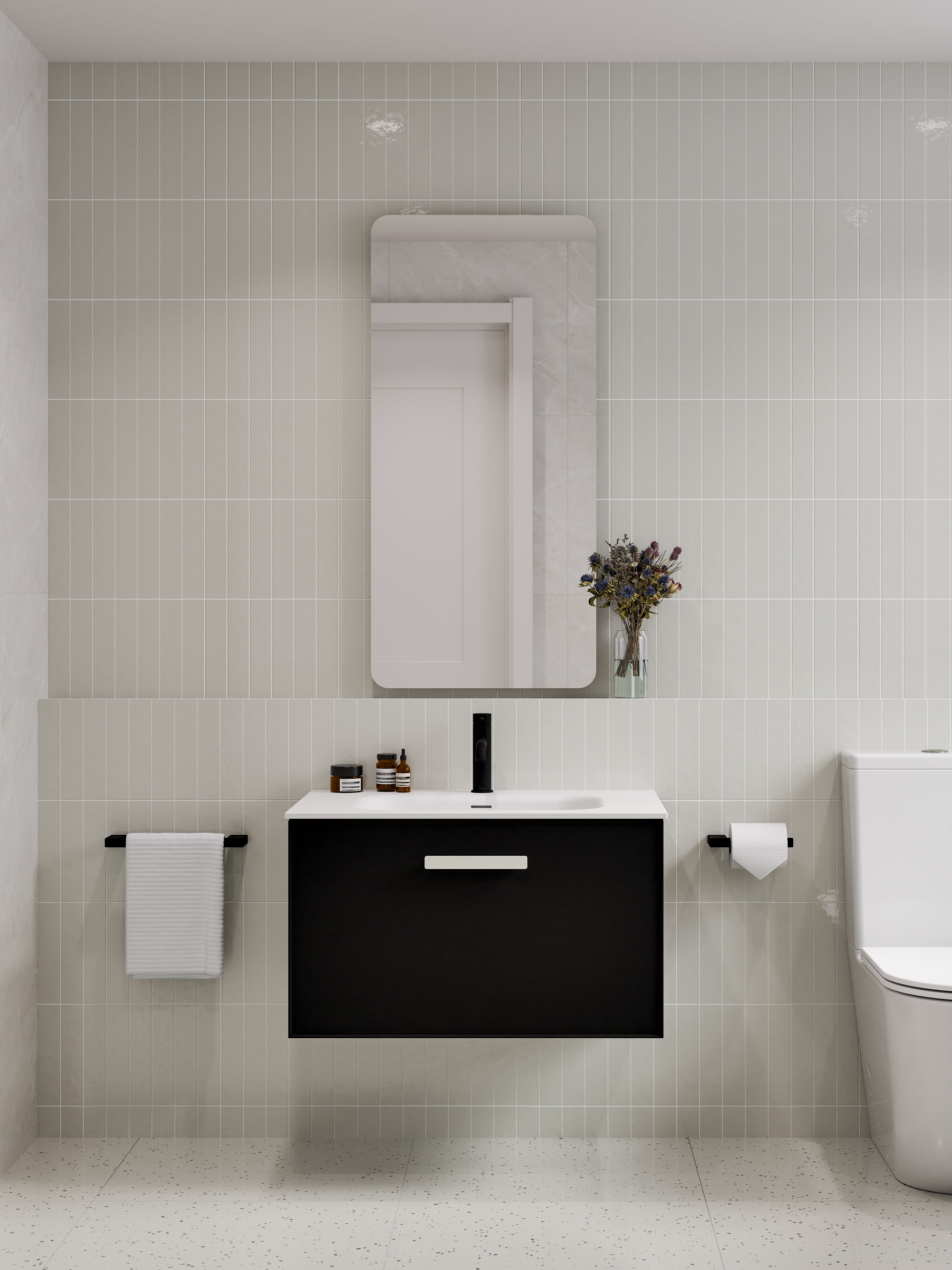 Lineare 750 Vanity | Single Drawer | Navarra Sink | Axel Front