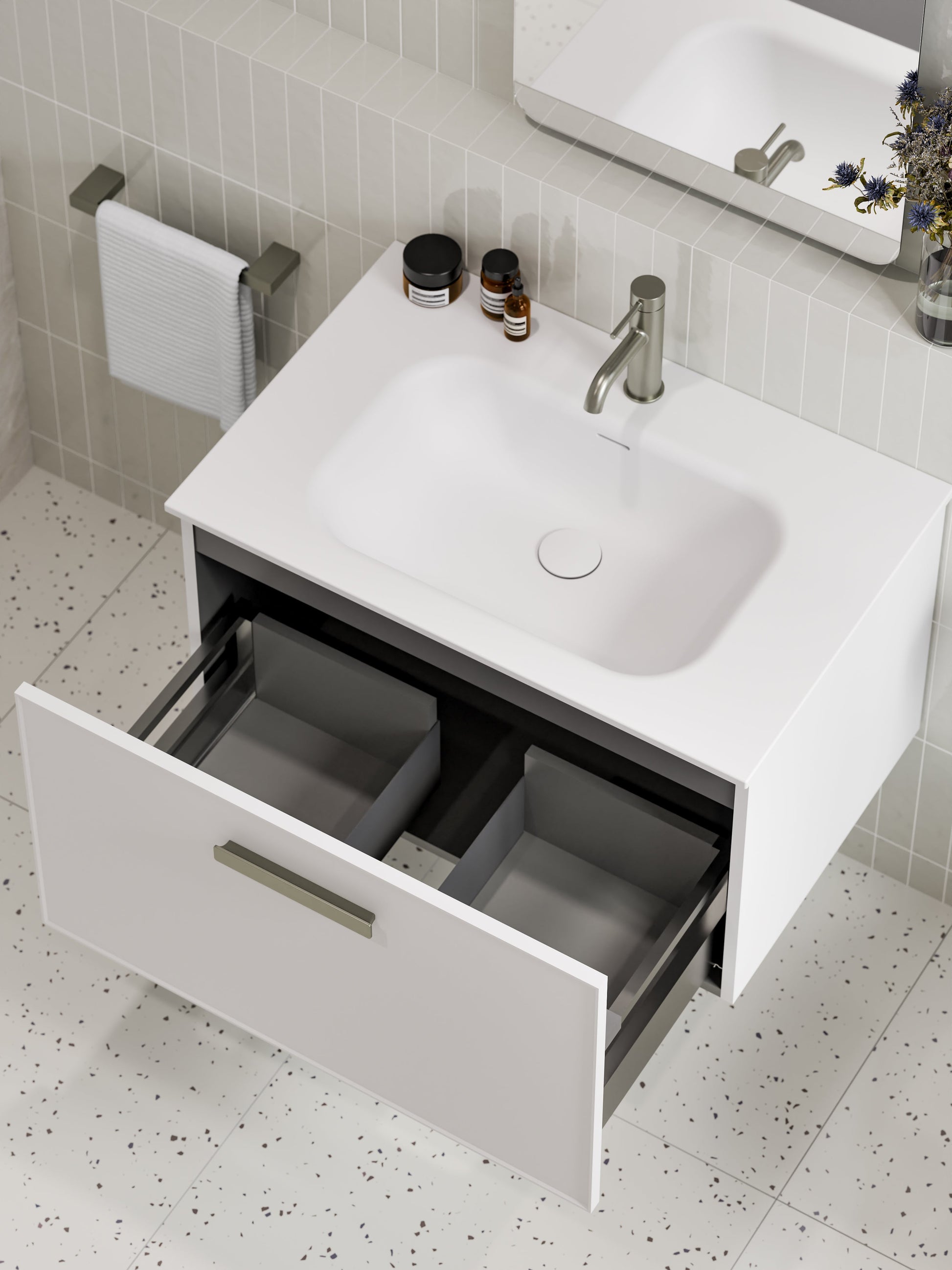 Lineare 750 Vanity | Single Drawer | Navarra Sink | Axel Front