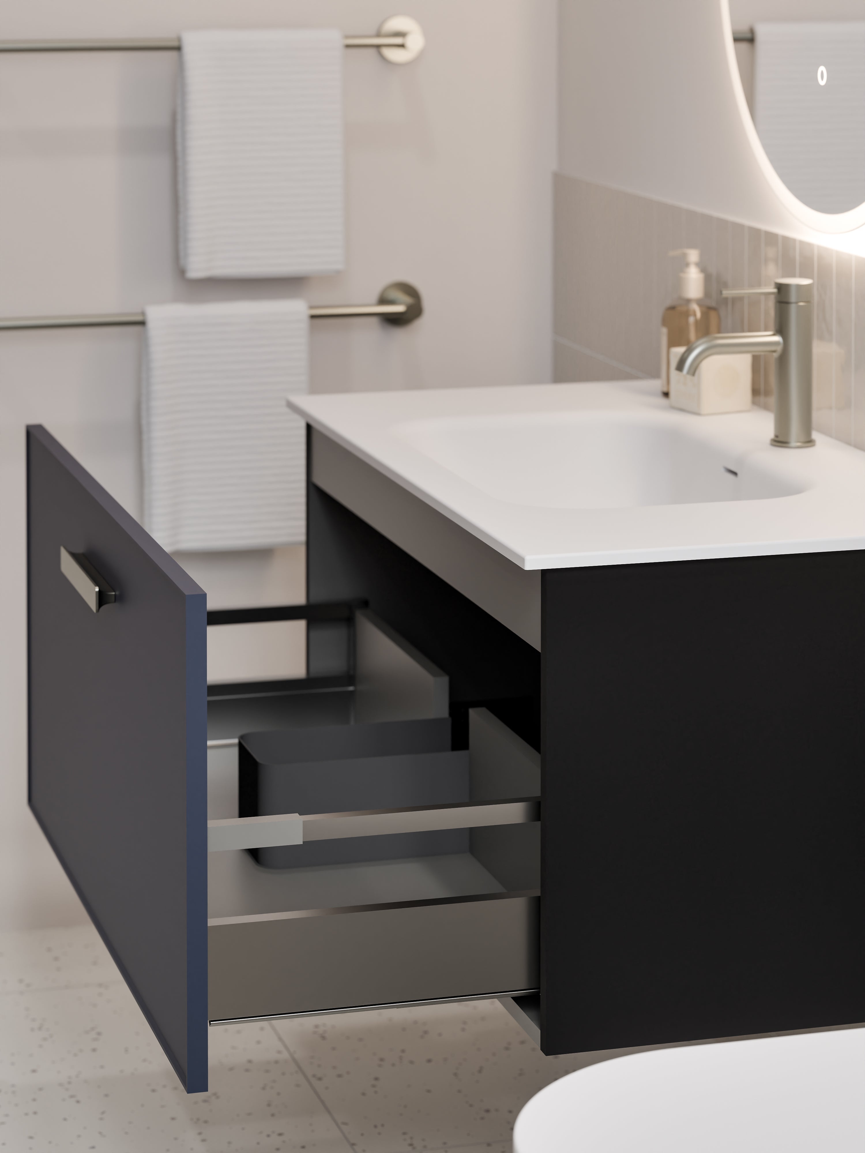 Lineare 900 Vanity | Single Drawer | Navarra Sink | Axel Front