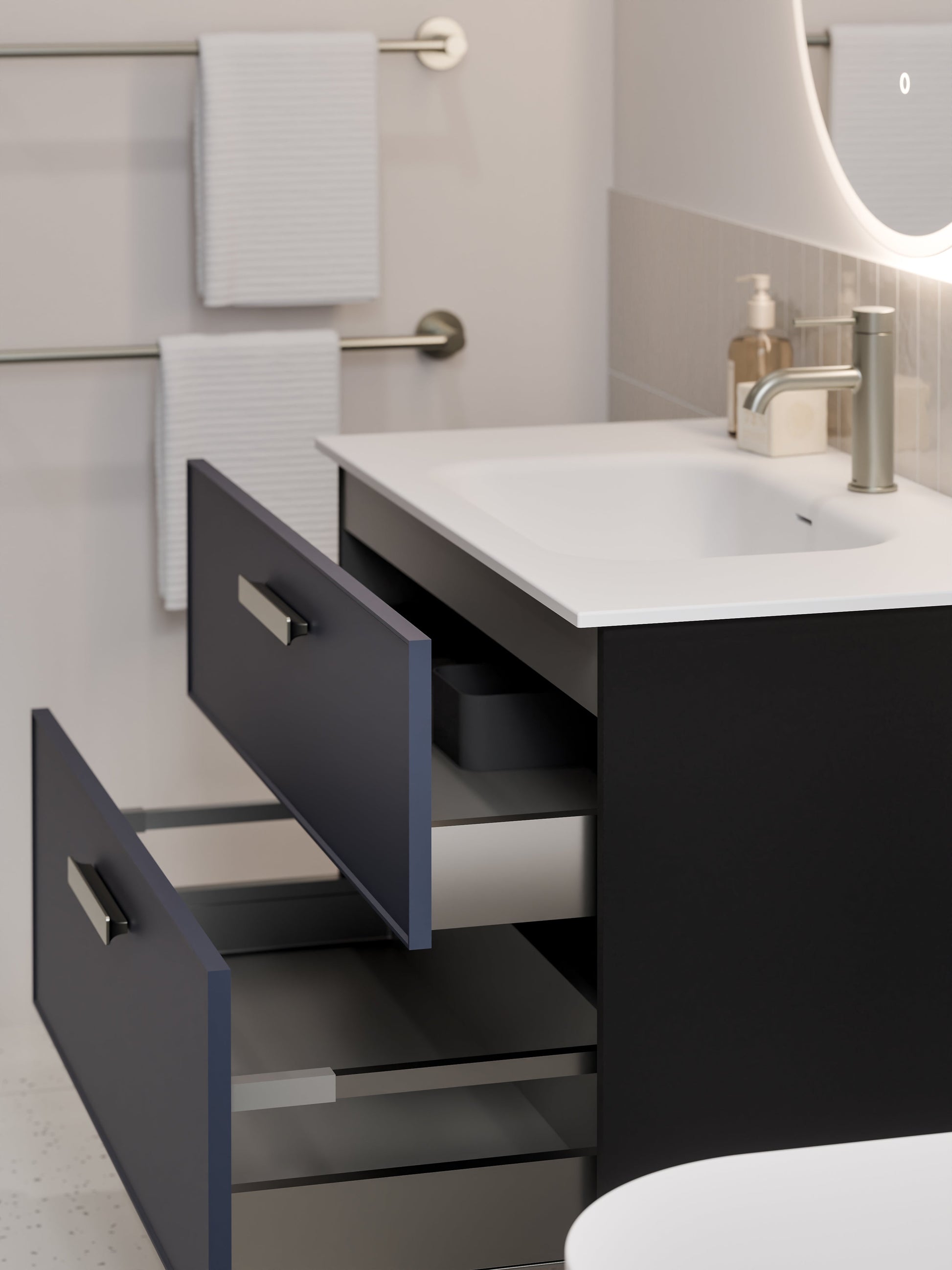 Lineare 900 Vanity | Double Drawer | Navarra Sink | Axel Front