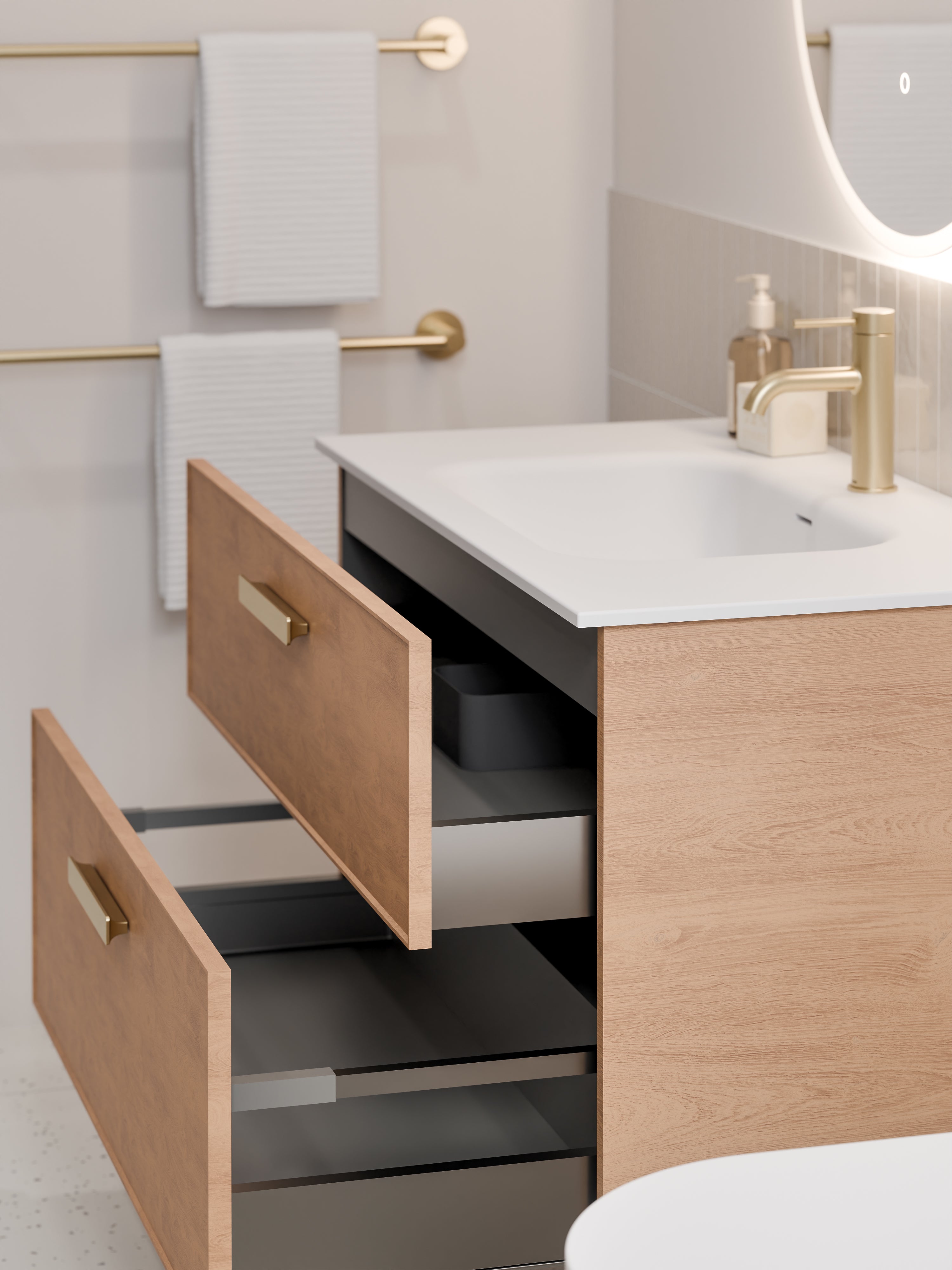 Lineare 900 Vanity | Double Drawer | Navarra Sink | Axel Front