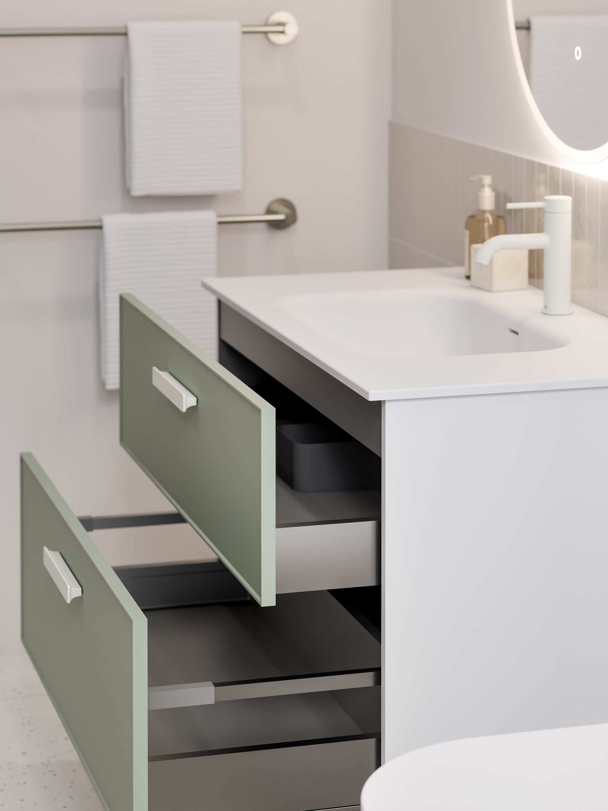 Lineare 900 Vanity | Double Drawer | Navarra Sink | Axel Front