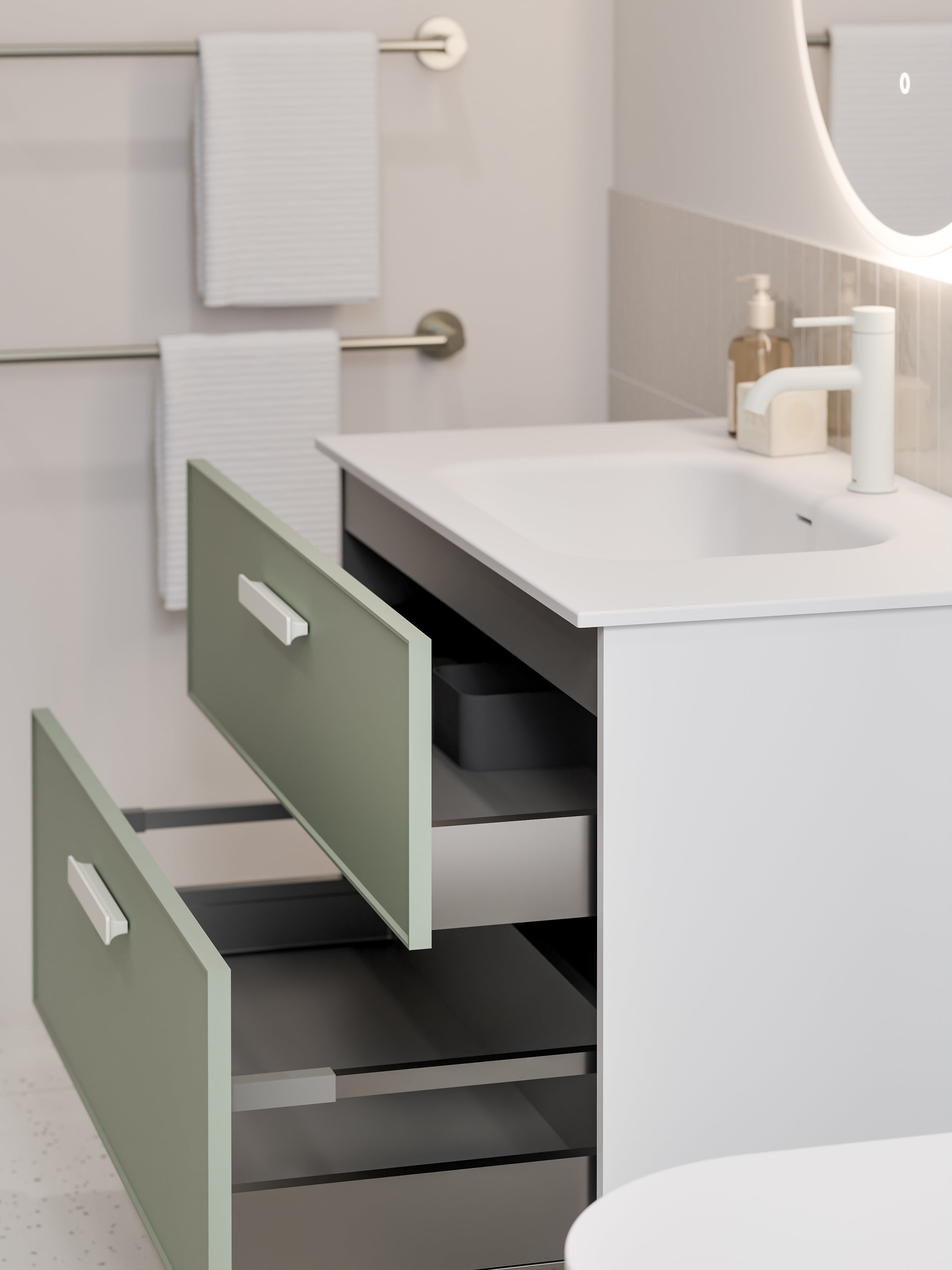 Lineare 900 Vanity | Double Drawer | Navarra Sink | Axel Front
