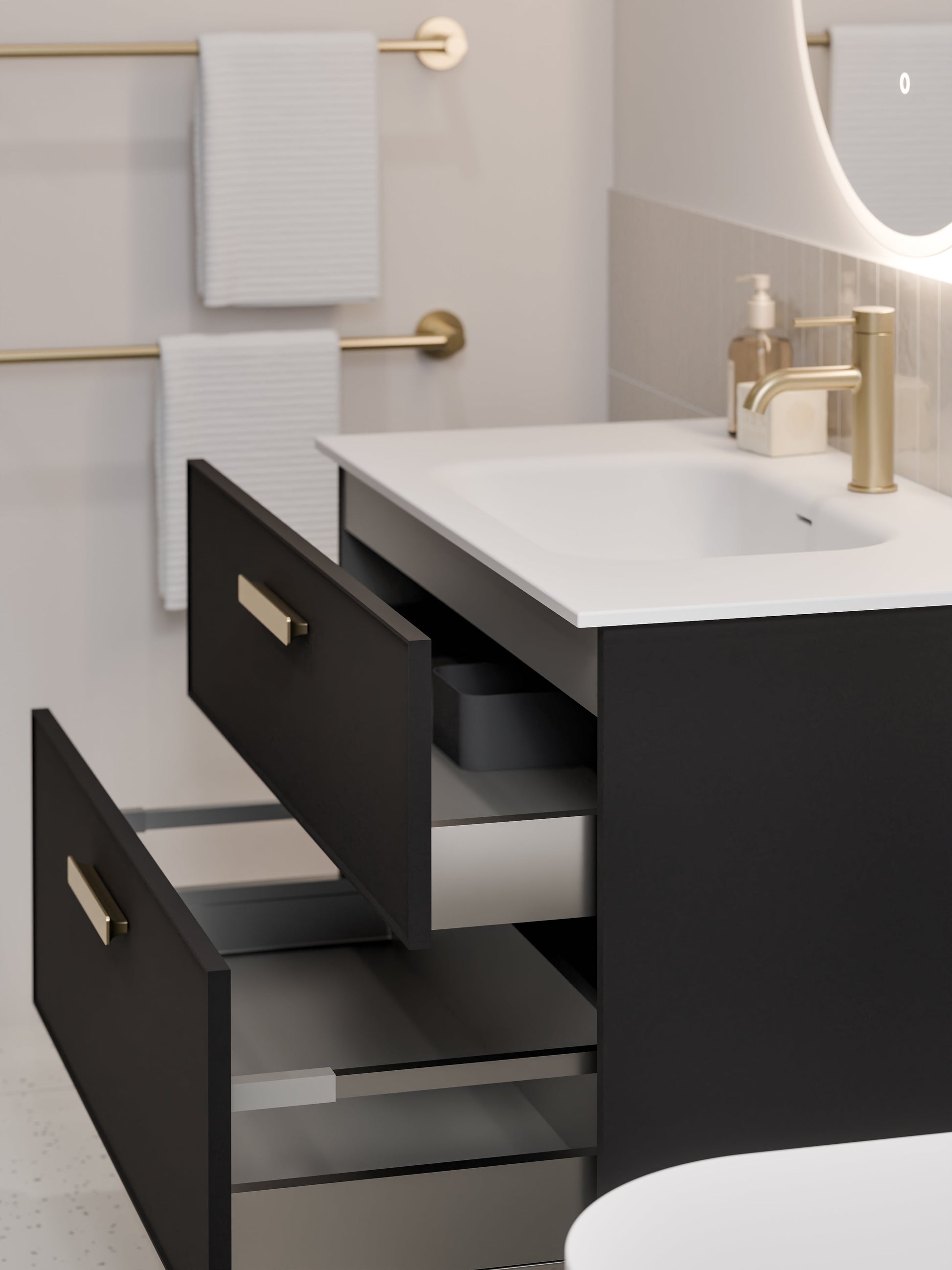 Lineare 900 Vanity | Double Drawer | Navarra Sink | Axel Front