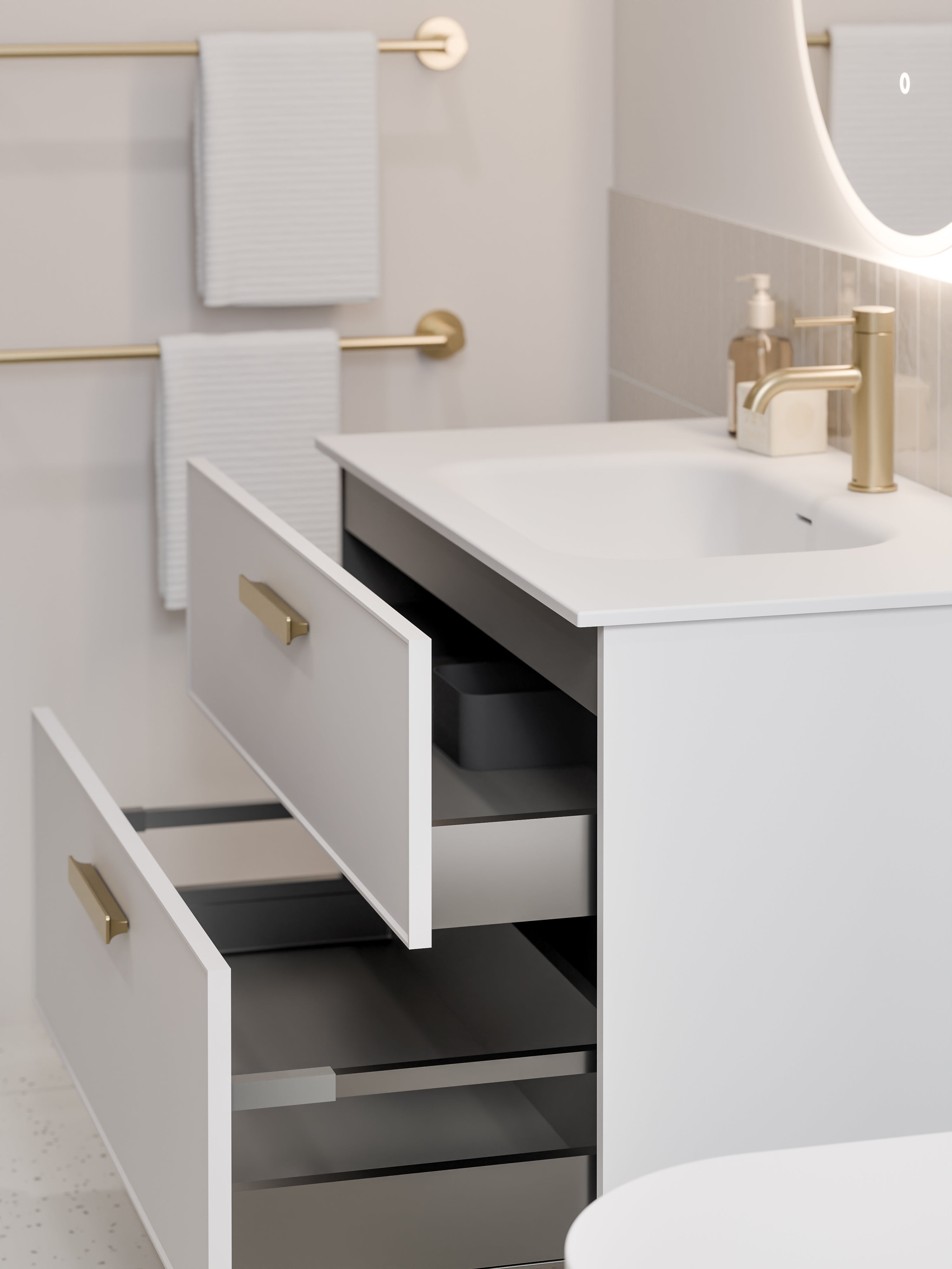 Lineare 900 Vanity | Double Drawer | Navarra Sink | Axel Front