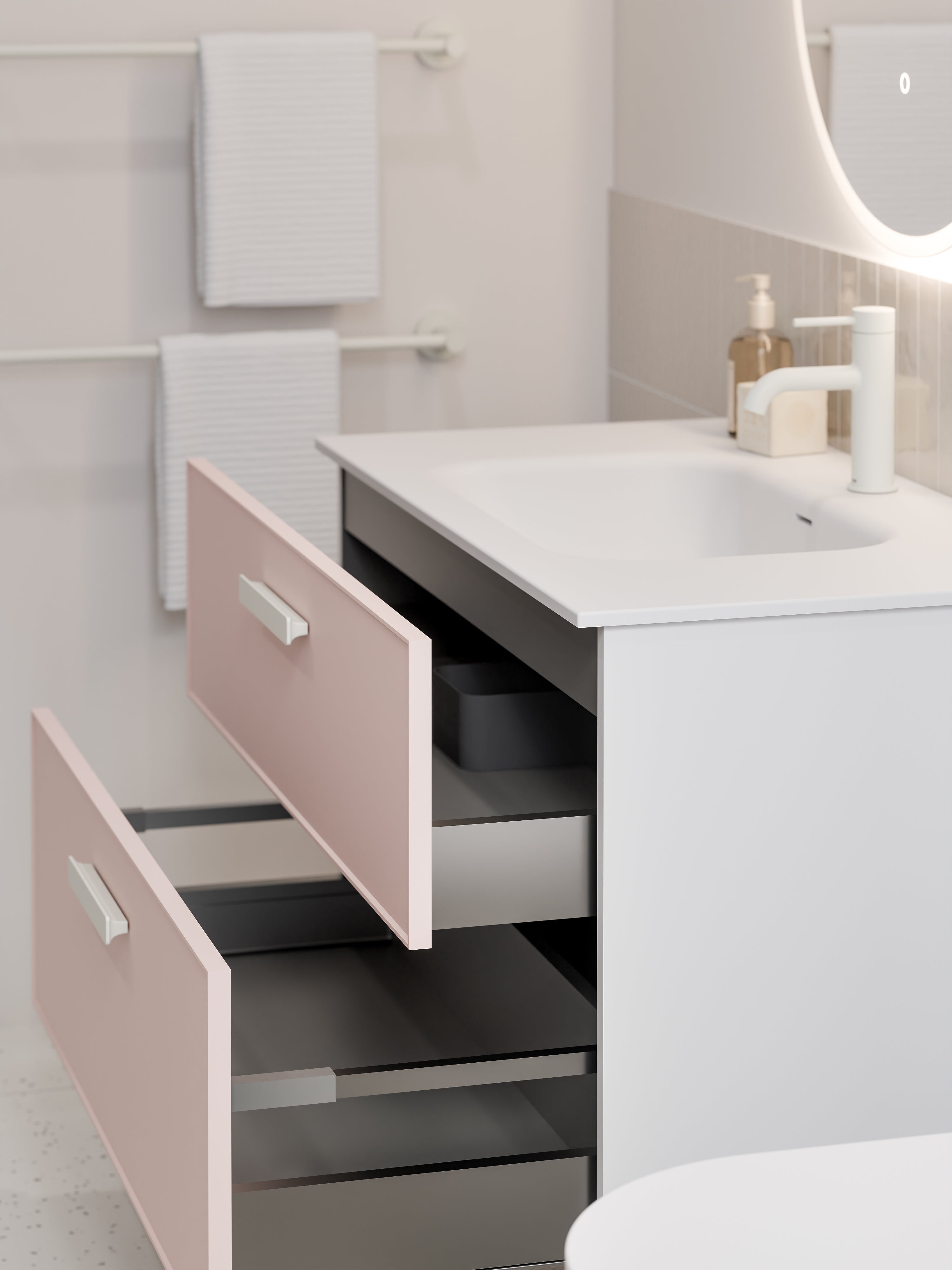 Lineare 900 Vanity | Double Drawer | Navarra Sink | Axel Front