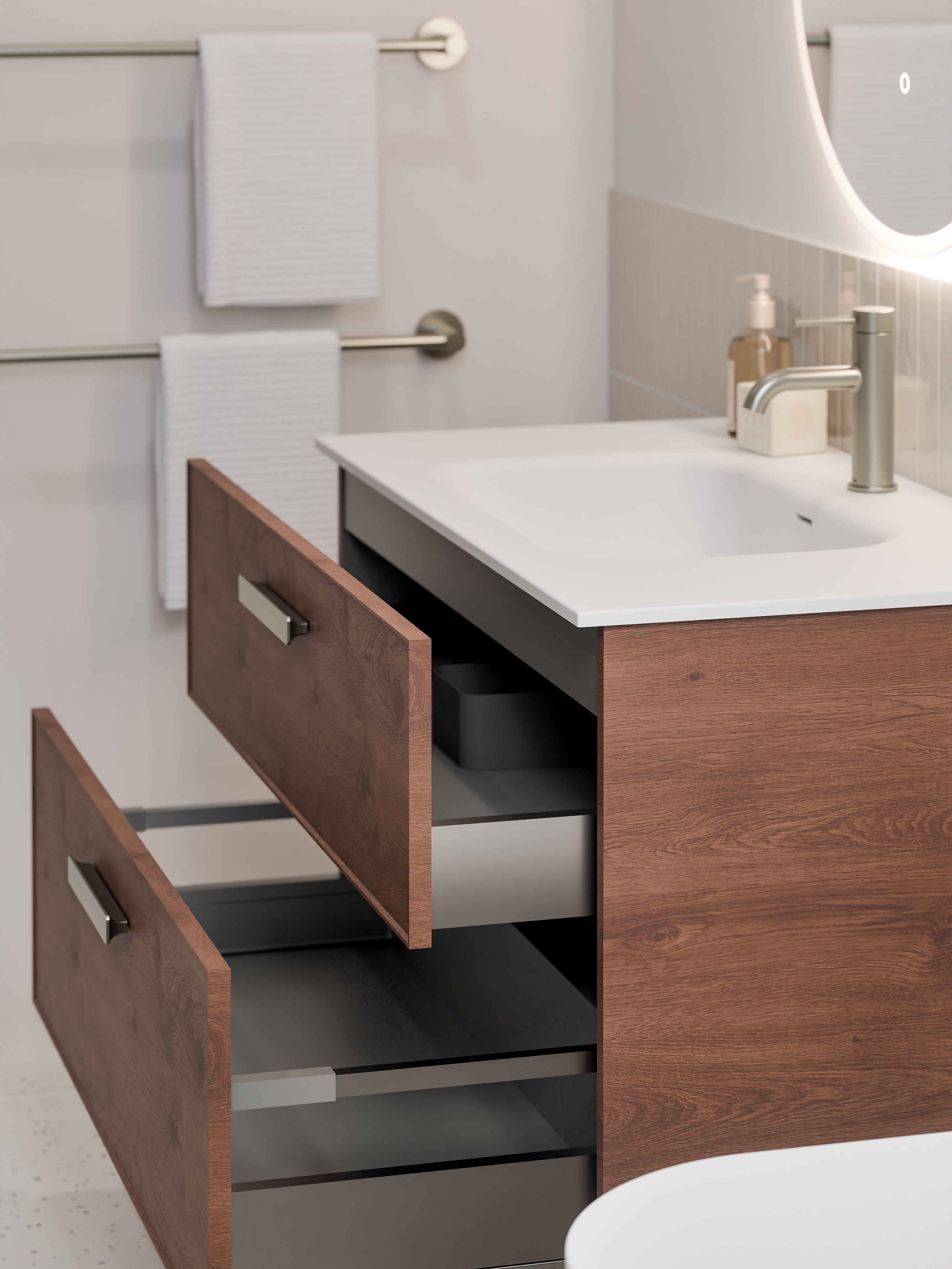 Lineare 900 Vanity | Double Drawer | Navarra Sink | Axel Front