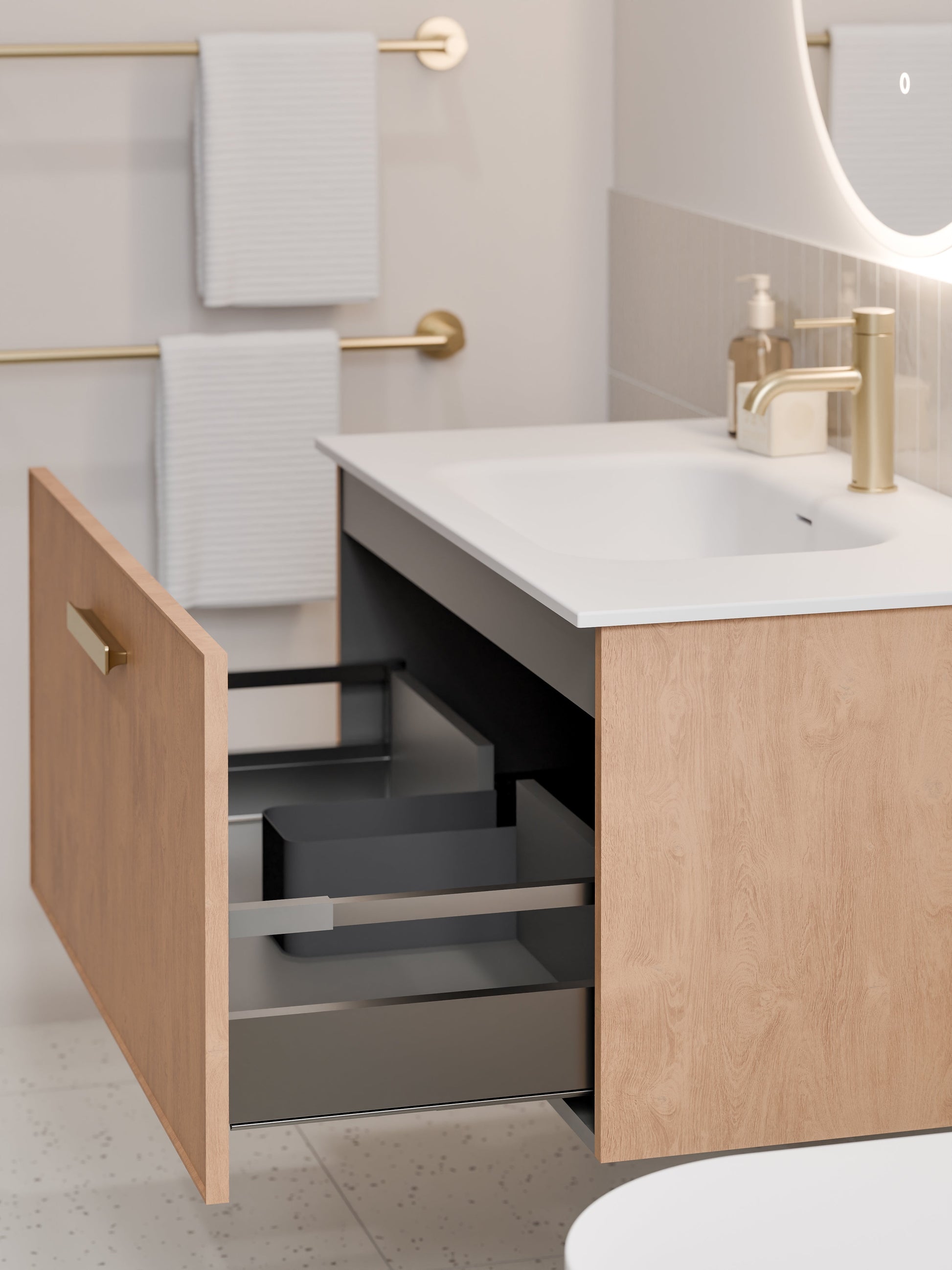 Lineare 900 Vanity | Single Drawer | Navarra Sink | Axel Front