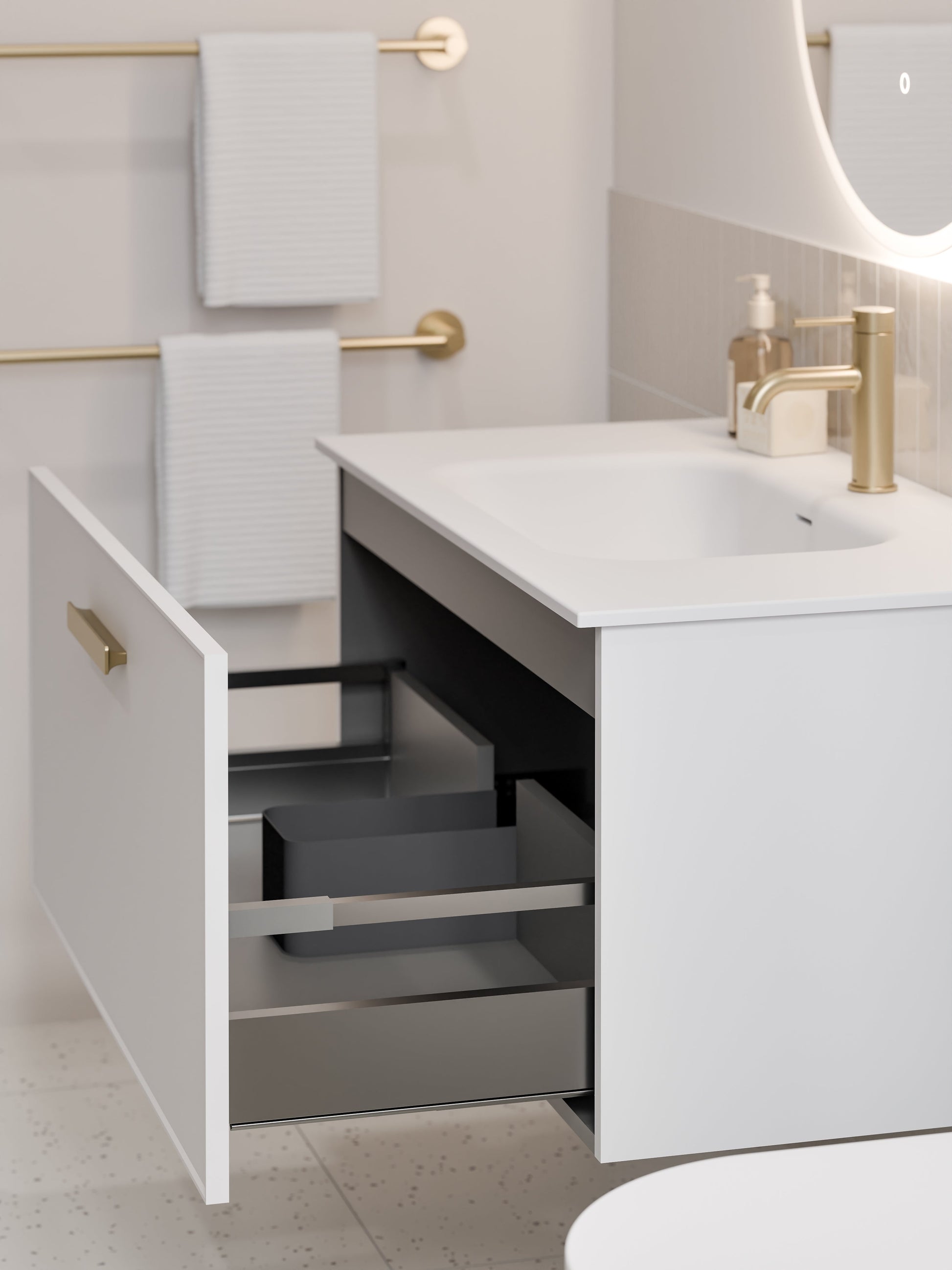 Lineare 900 Vanity | Single Drawer | Navarra Sink | Axel Front