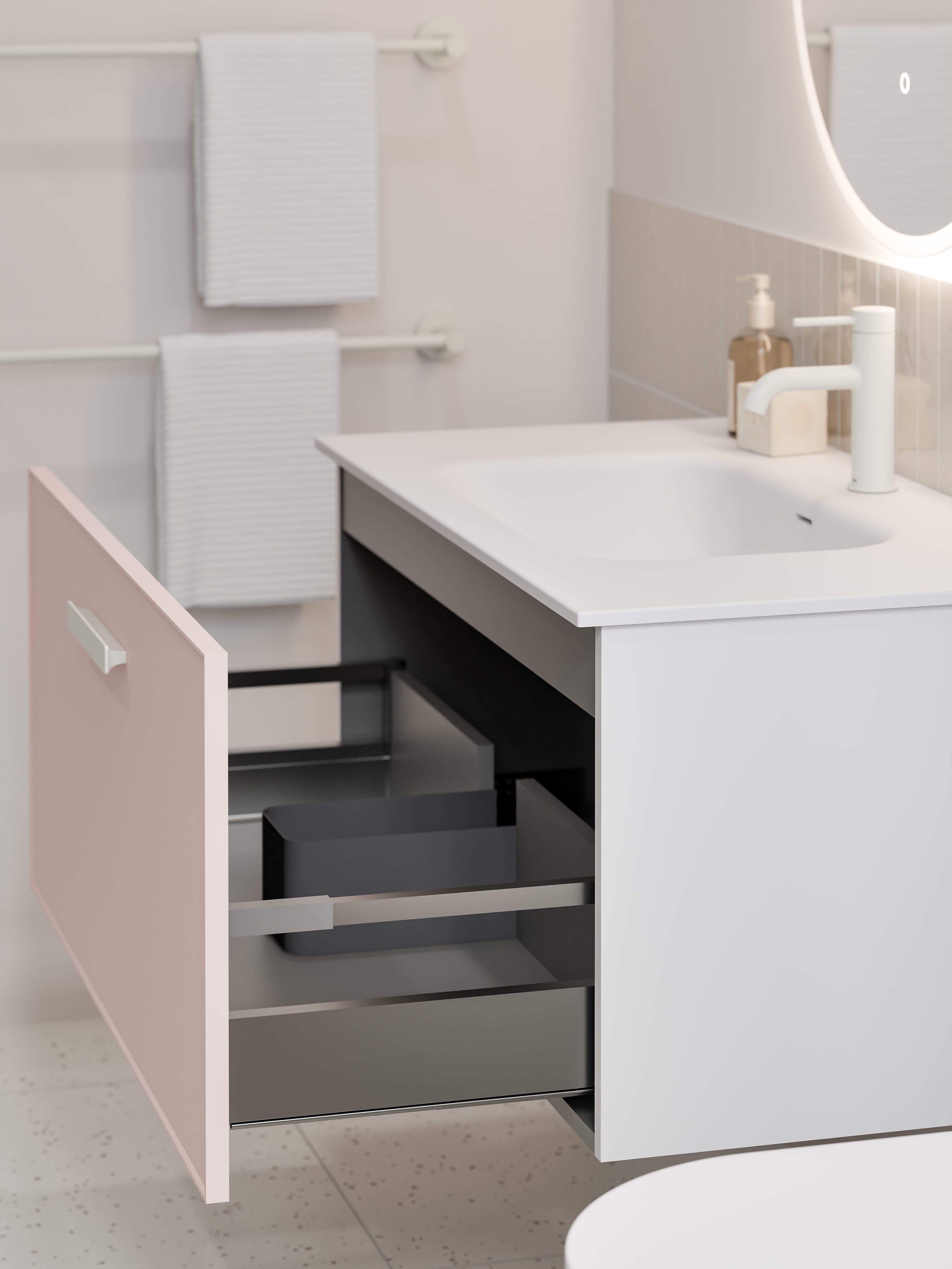 Lineare 900 Vanity | Single Drawer | Navarra Sink | Axel Front