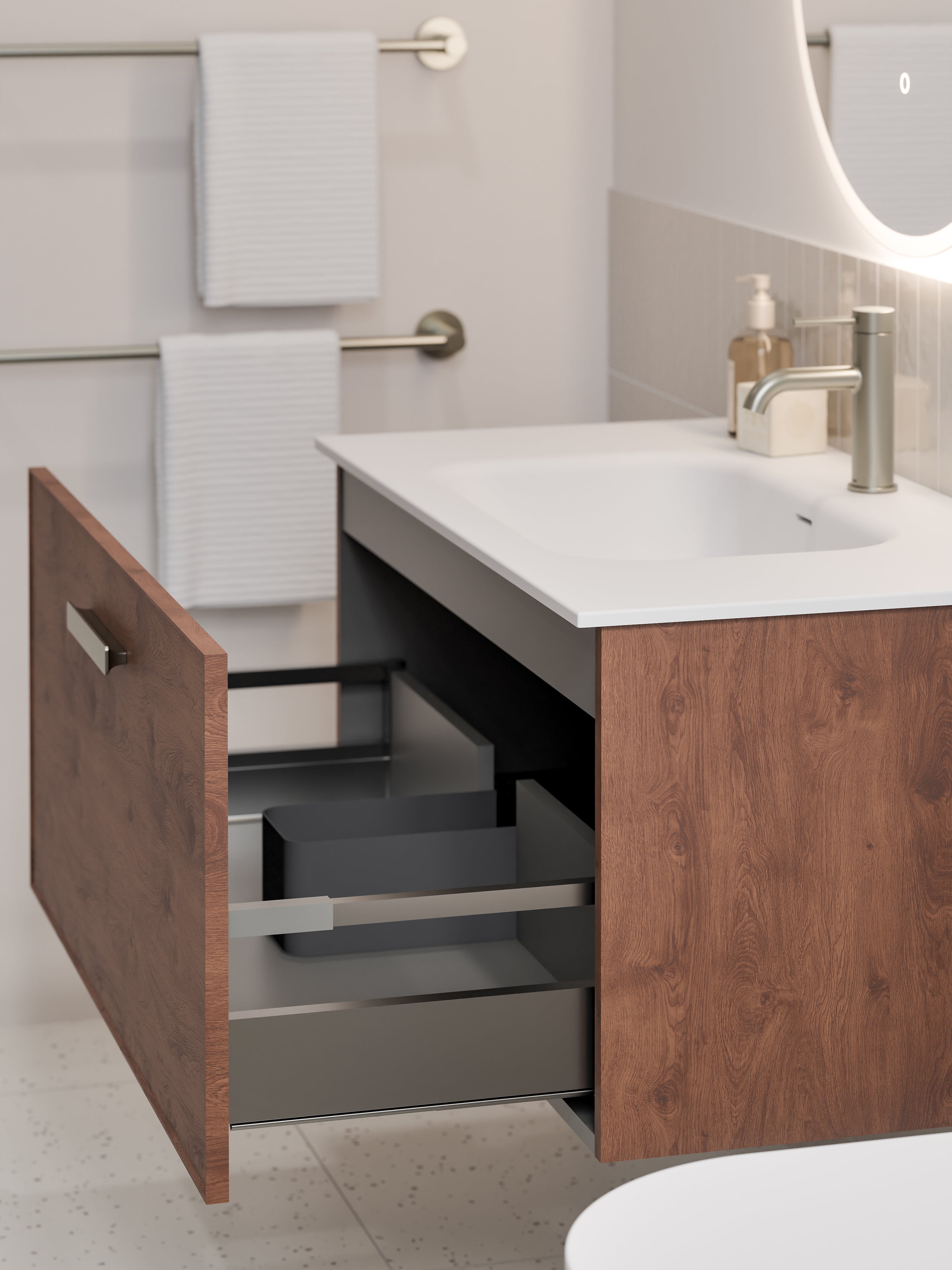Lineare 900 Vanity | Single Drawer | Navarra Sink | Axel Front