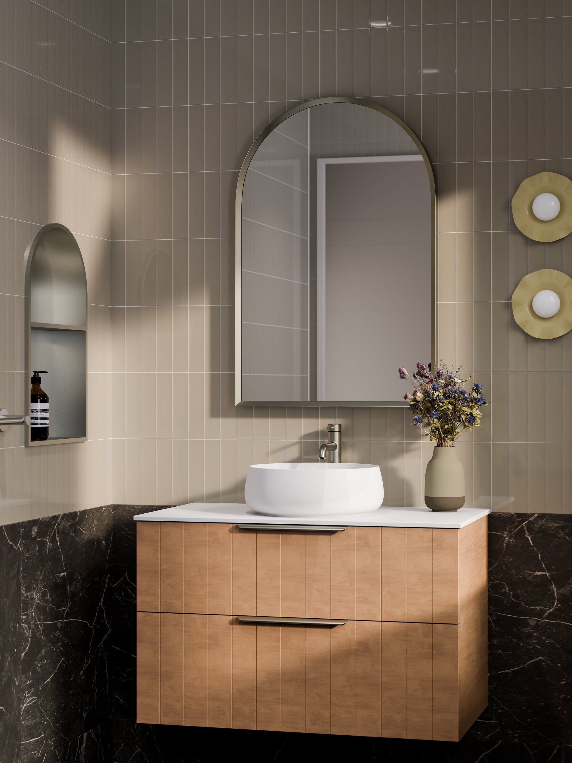 Lineare 900 Vanity | Double Drawer | Flat Slab Top | Coastal Front